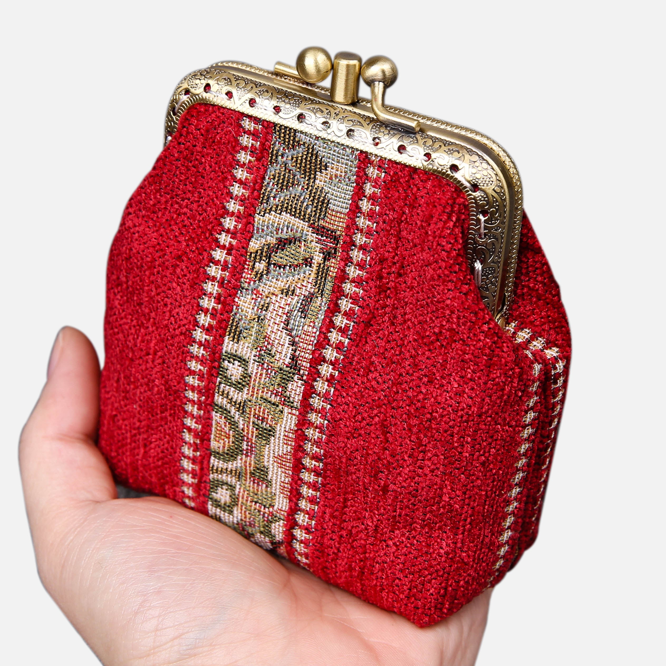 Floral Stripes Series Double Kiss Clasp Coin Purse MCW Handmade