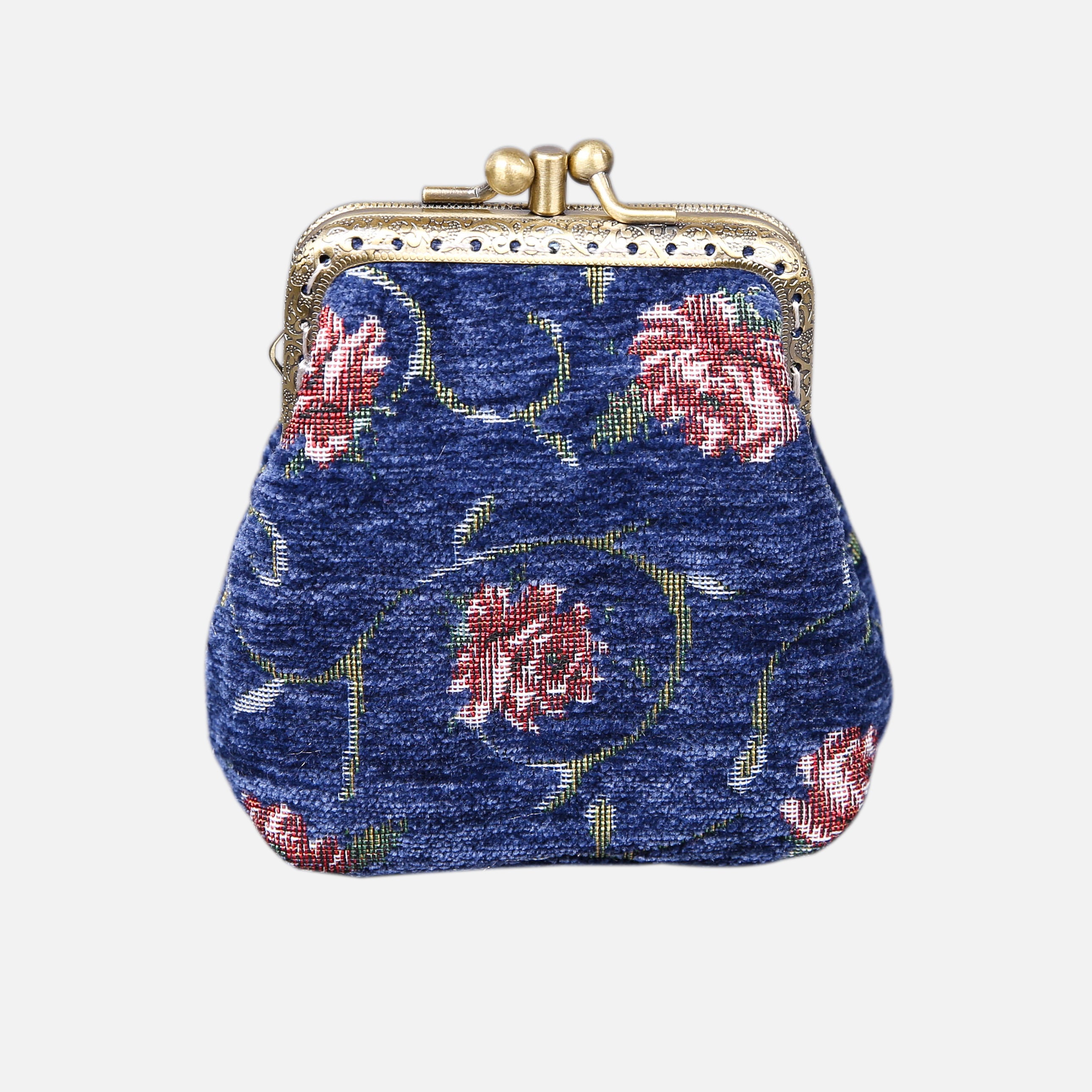 Rose Series Blue Double Kiss Clasp Coin Purse MCW Handmade-3