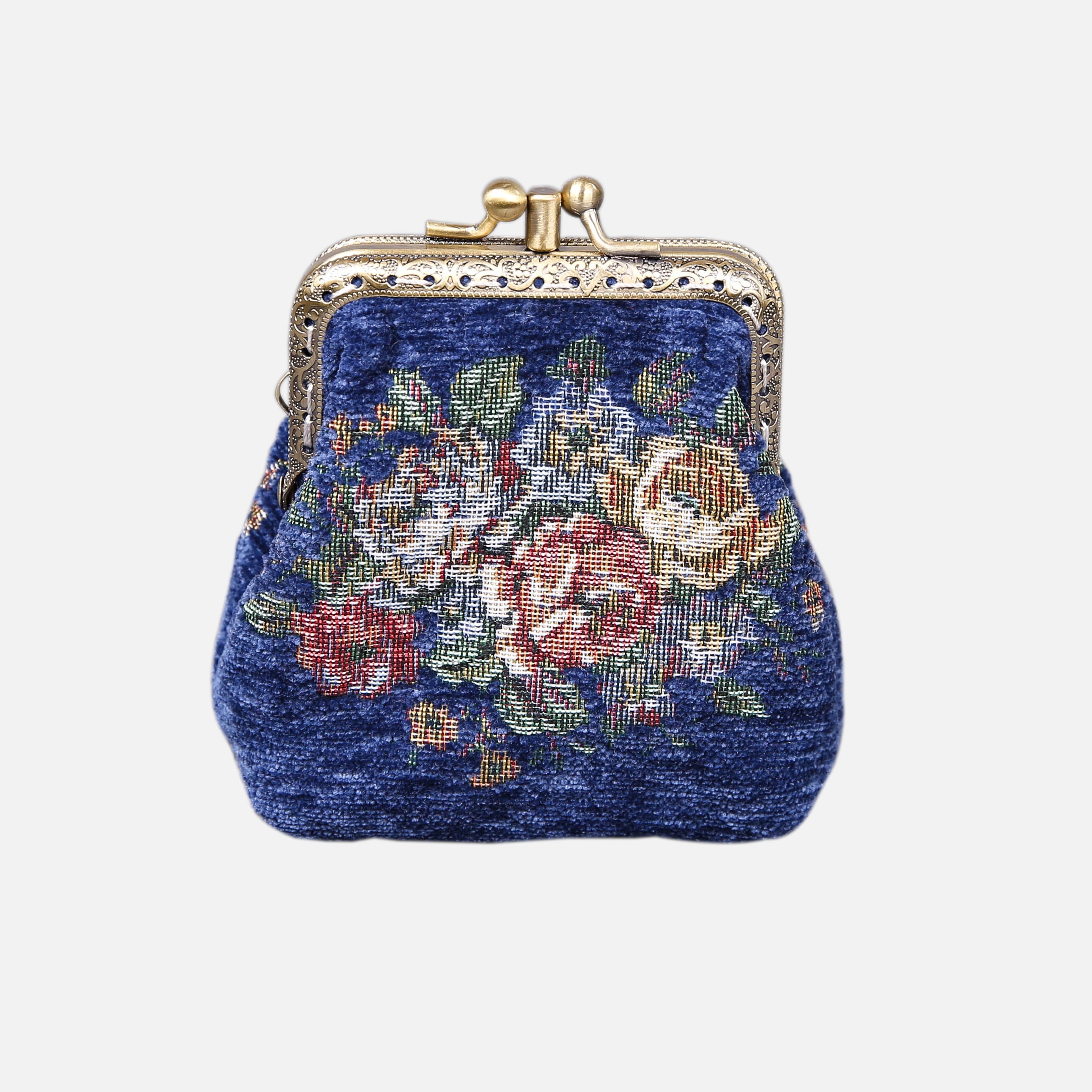 Rose Series Blue Double Kiss Clasp Coin Purse MCW Handmade-2