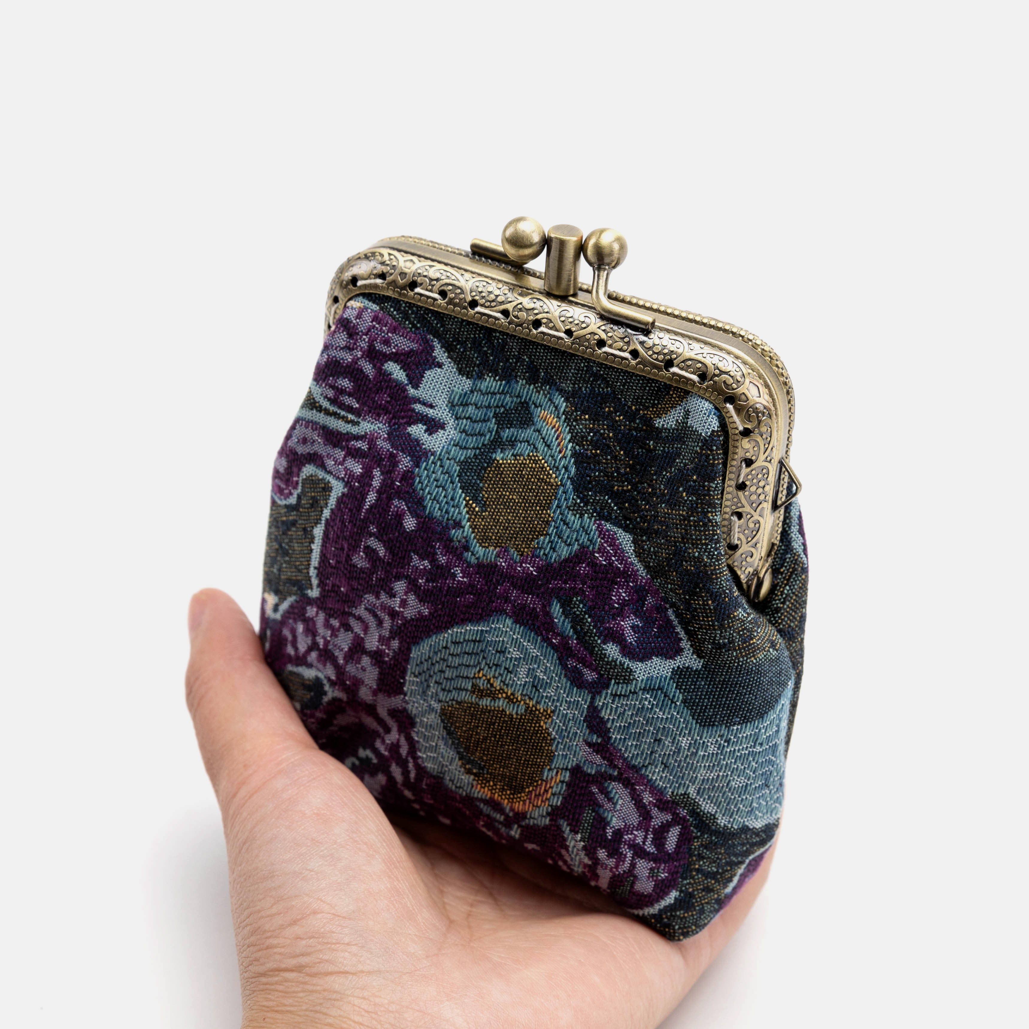 Abstract Blue Double Kiss Clasp Coin Purse Carpetbag of America holding