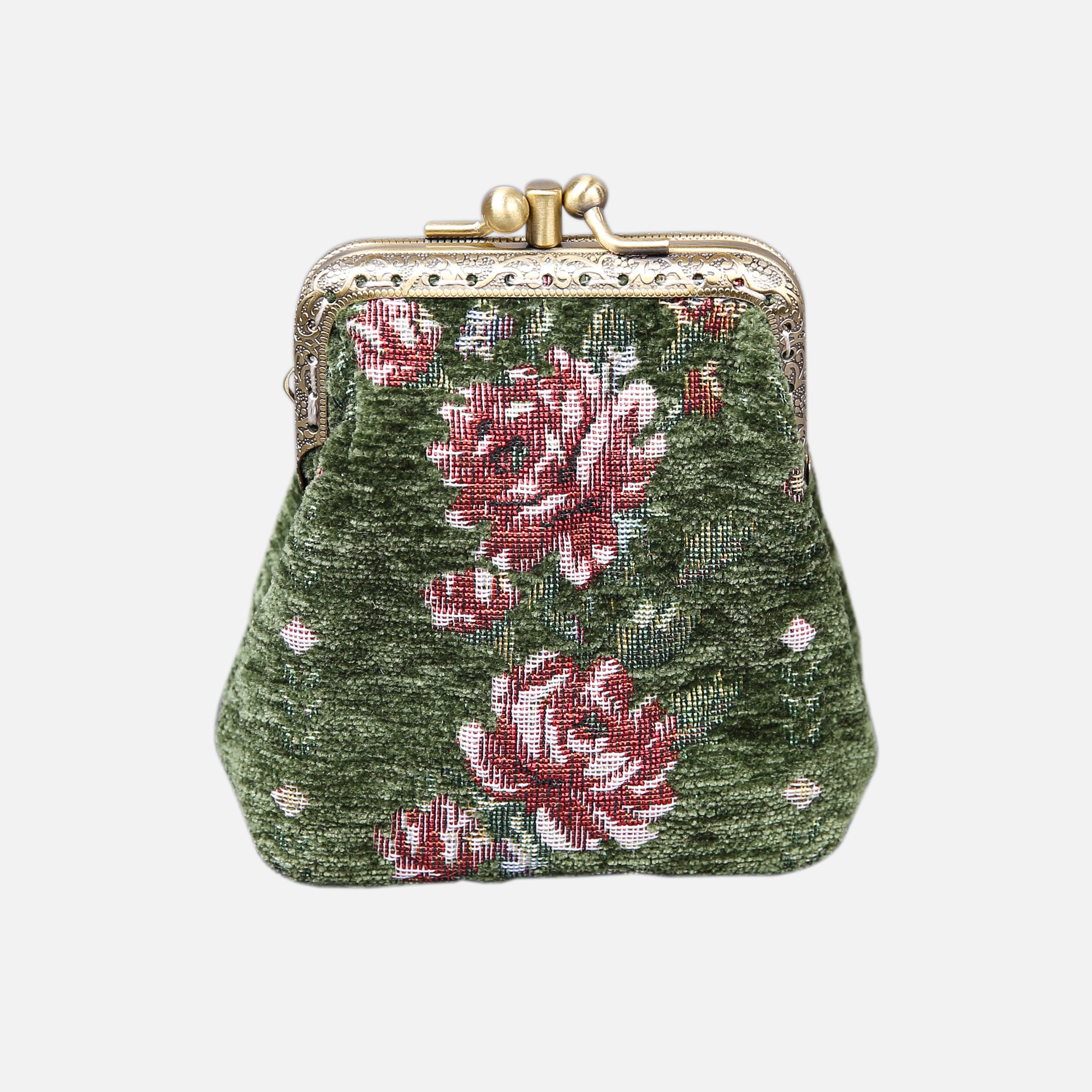 Rose Series Arugula Green Double Kiss Clasp Coin Purse MCW Handmade-2