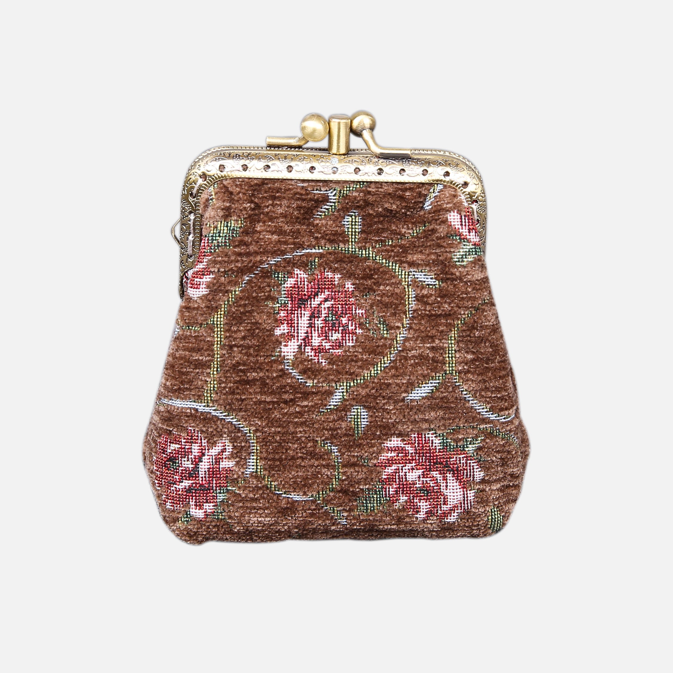 Rose Series Coffee Double Kiss Clasp Coin Purse MCW Handmade-1