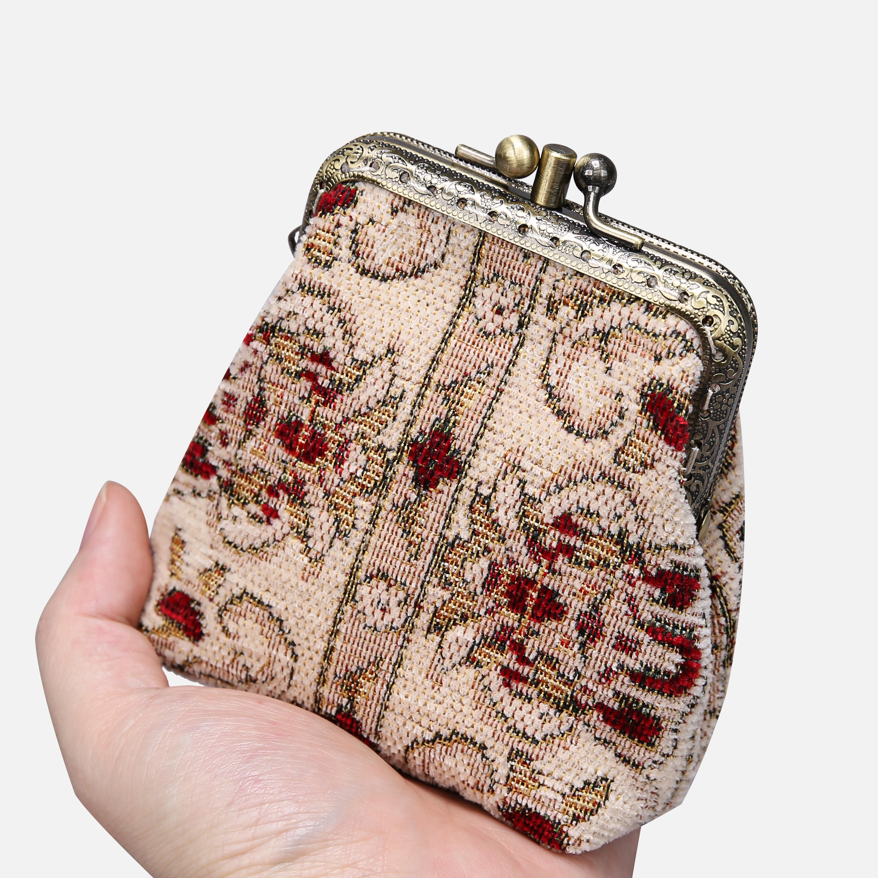 Golden Age Wine Double Kiss Clasp Coin Purse MCW Handmade