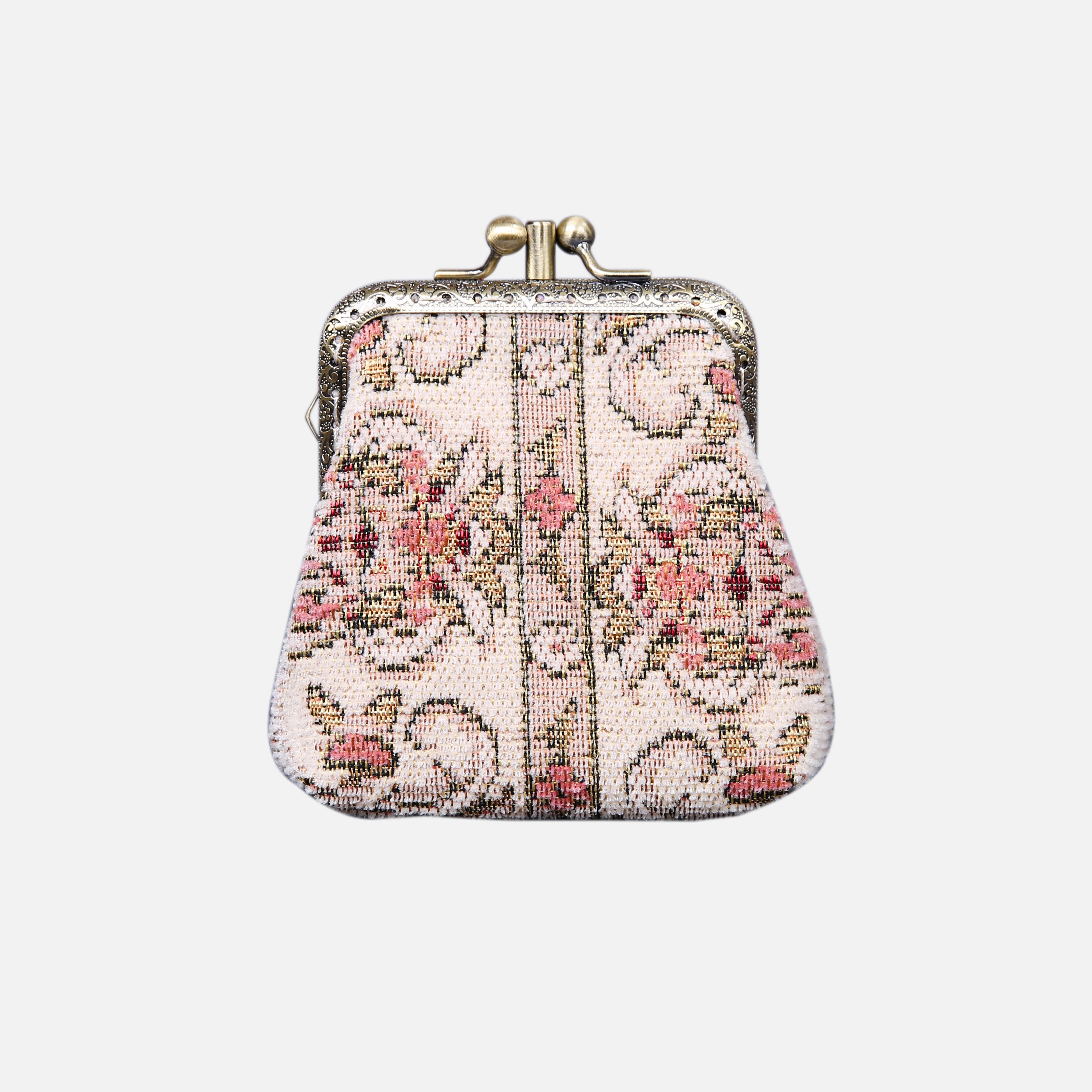 Golden Age Pink Double Kiss Clasp Coin Purse MCW Handmade-2