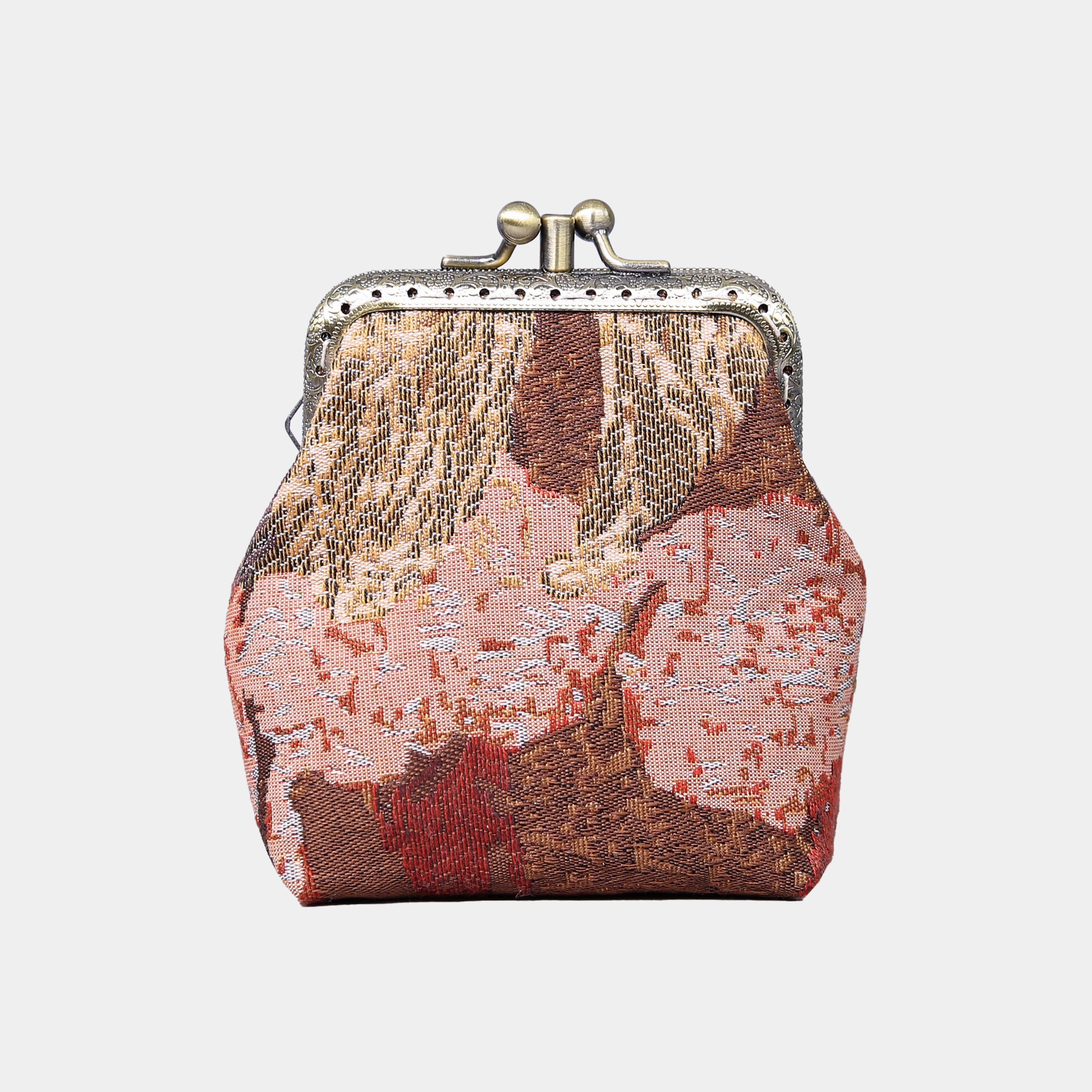 Abstract Brown Double Kiss Clasp Coin Purse MCW Handmade