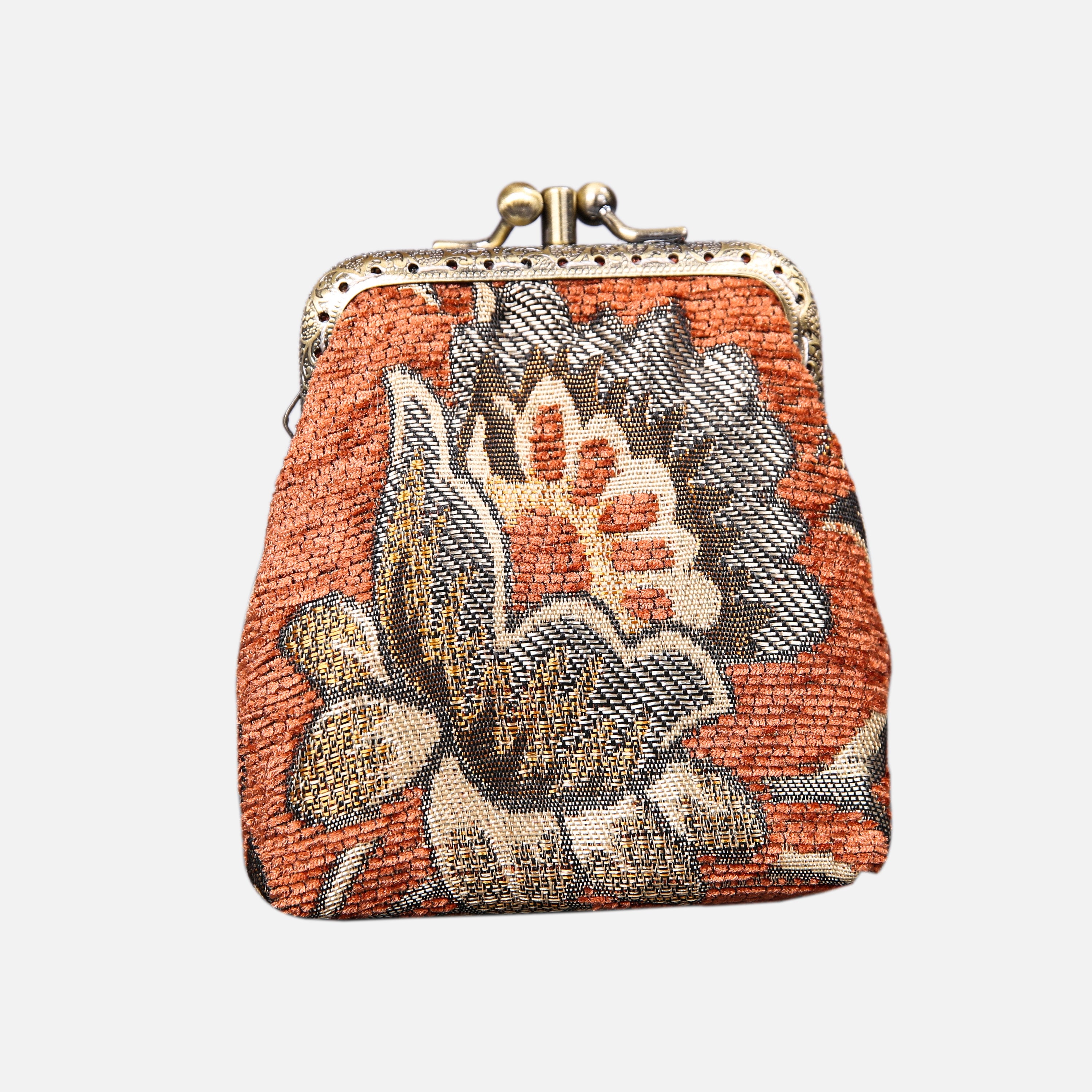 Paisley Orange Double Kiss Clasp Coin Purse MCW Handmade-2