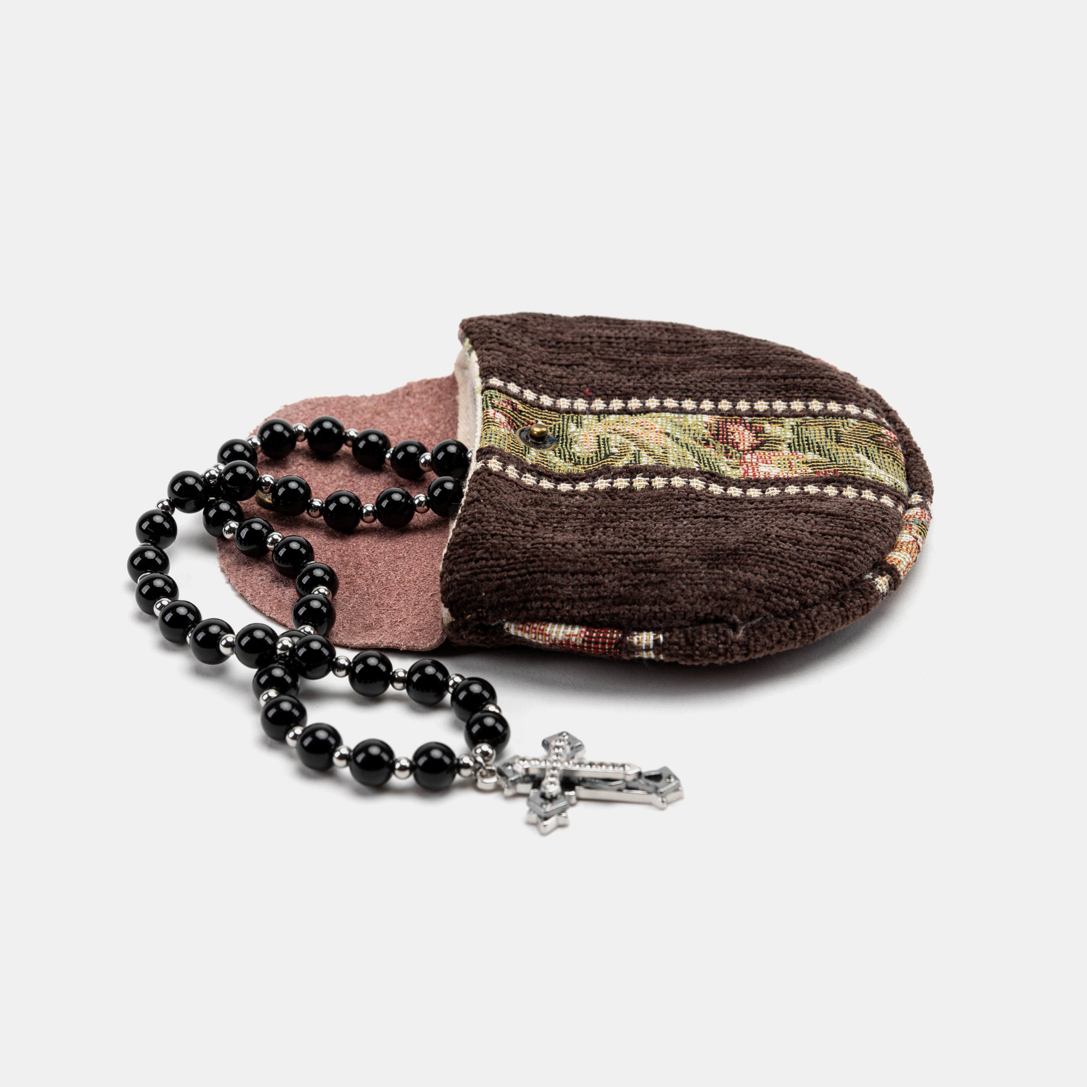 Floral Stripes Series Rosary Bag Carpetbag of America coffee