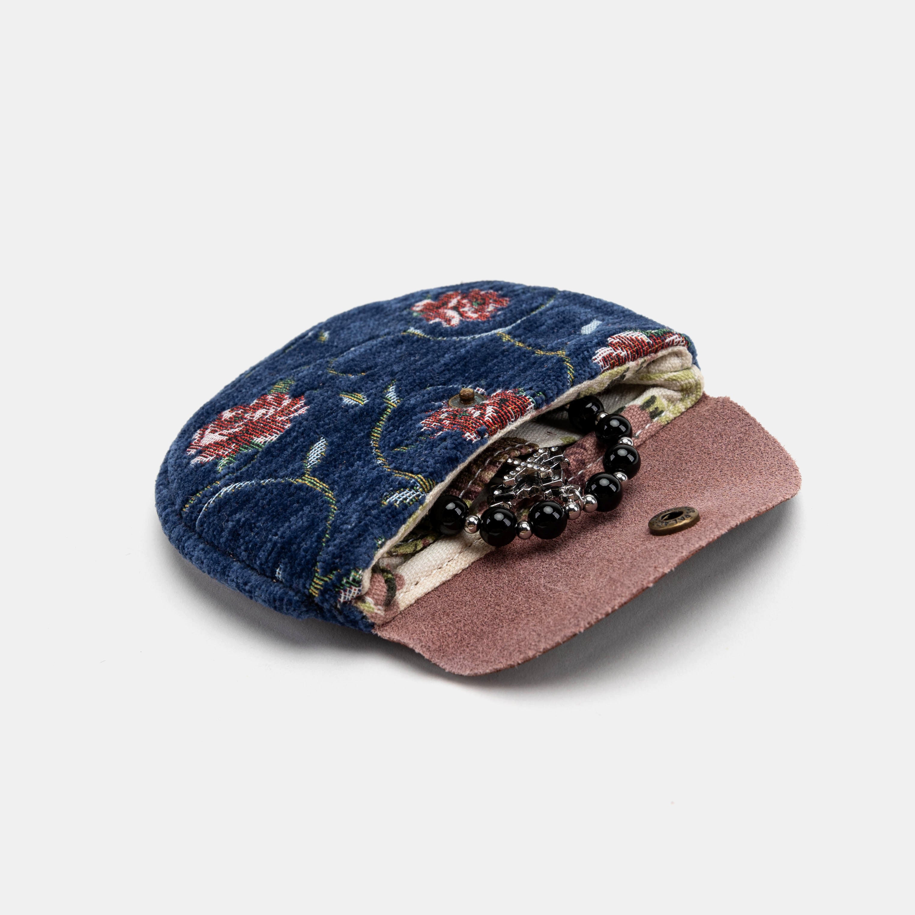Rose Series Blue Rosary Bag Carpetbag of America  open forward