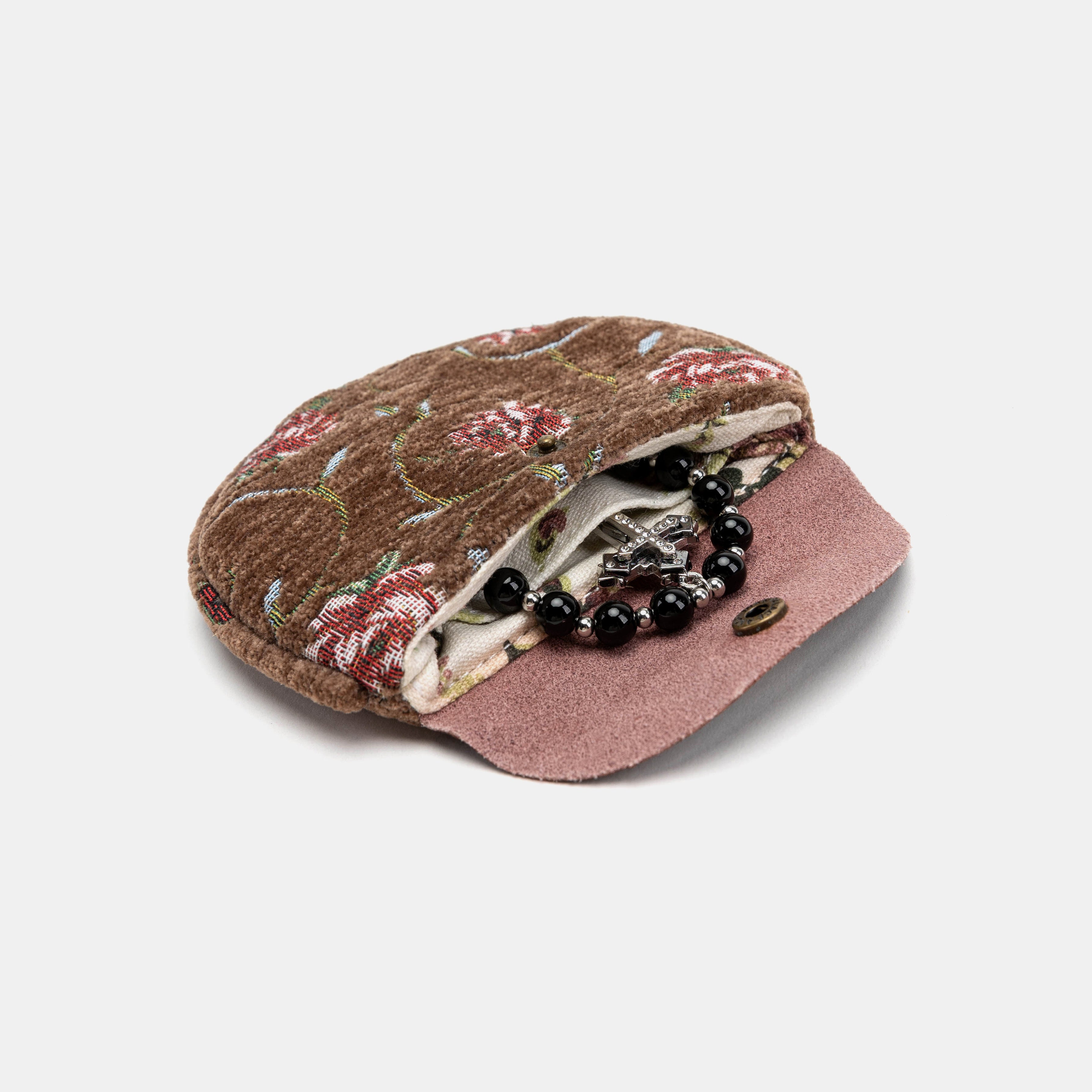 Rose Series Coffee Rosary Bag Carpetbag of America opening forward