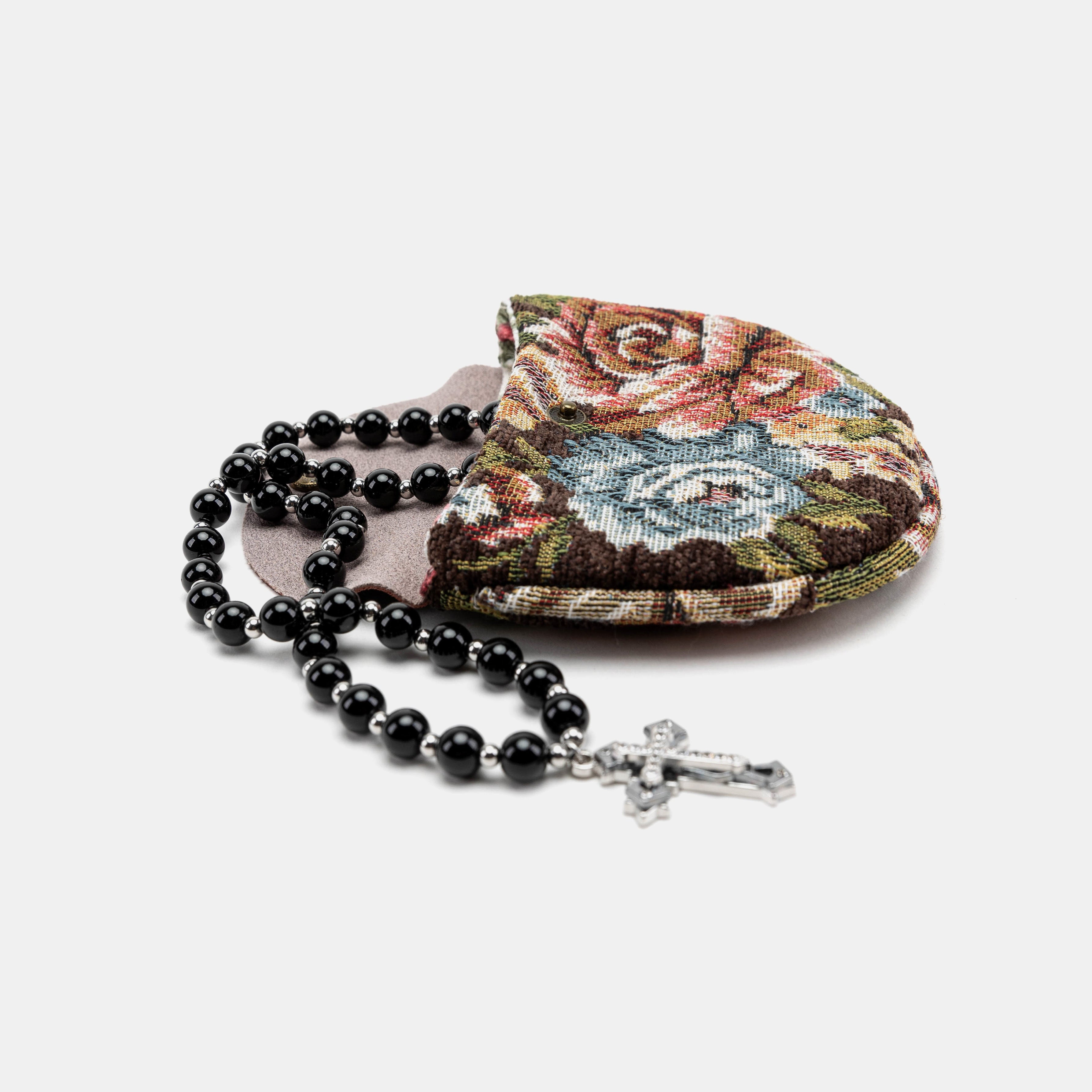 Floral Brown Rosary Bag Carpetbag of America main