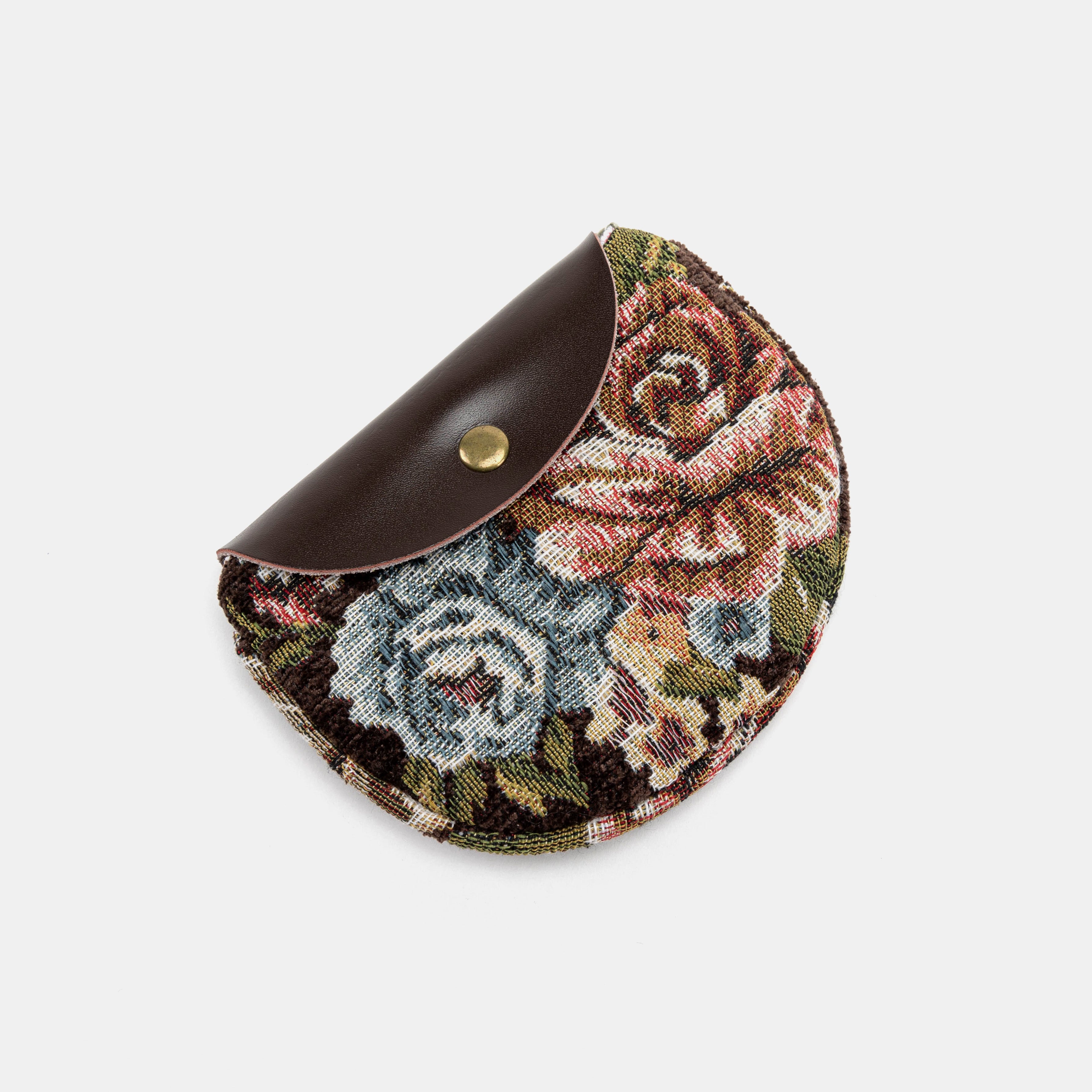 Floral Brown Rosary Bag Carpetbag of America lay flat