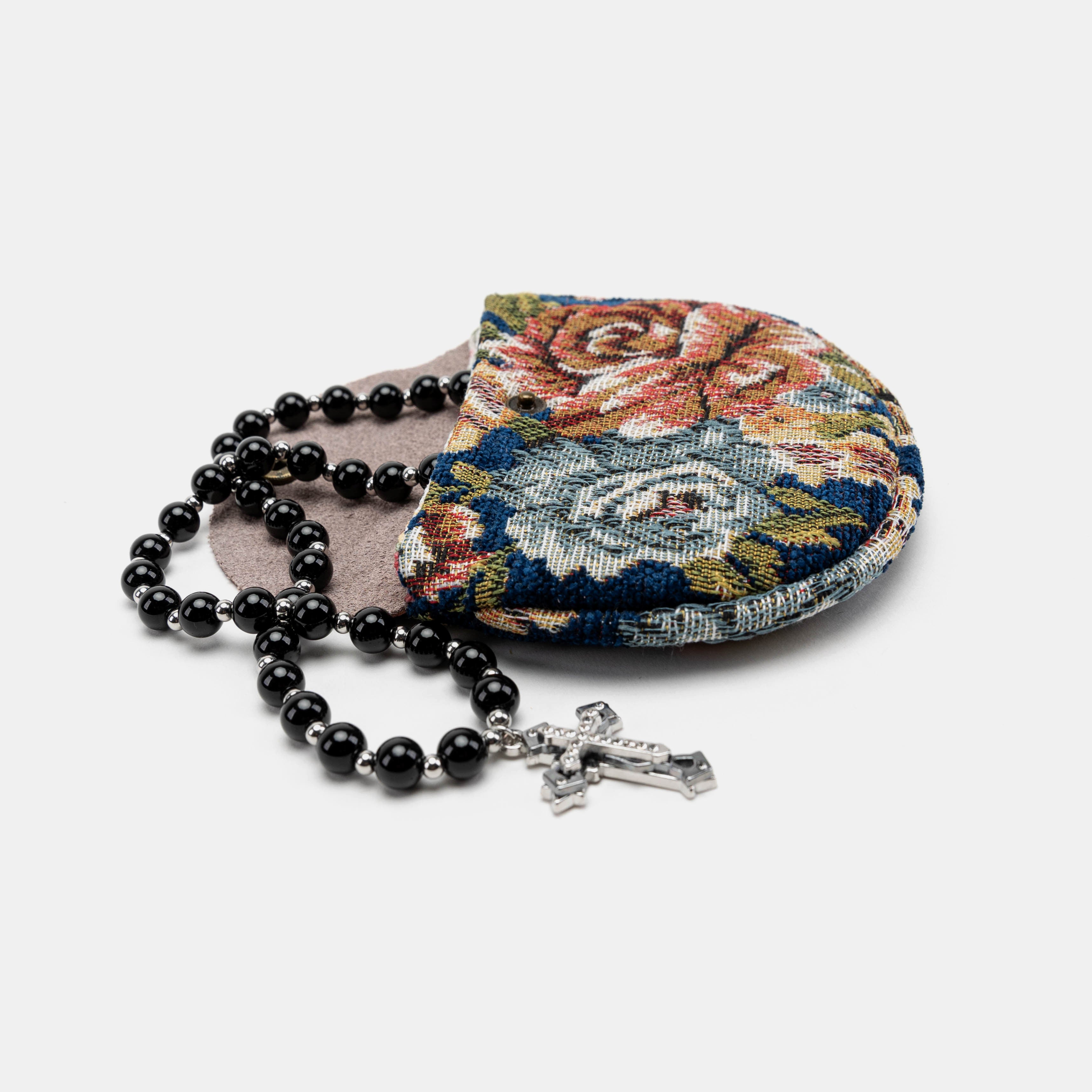 Floral Blue Rosary Bag Carpetbag of America main