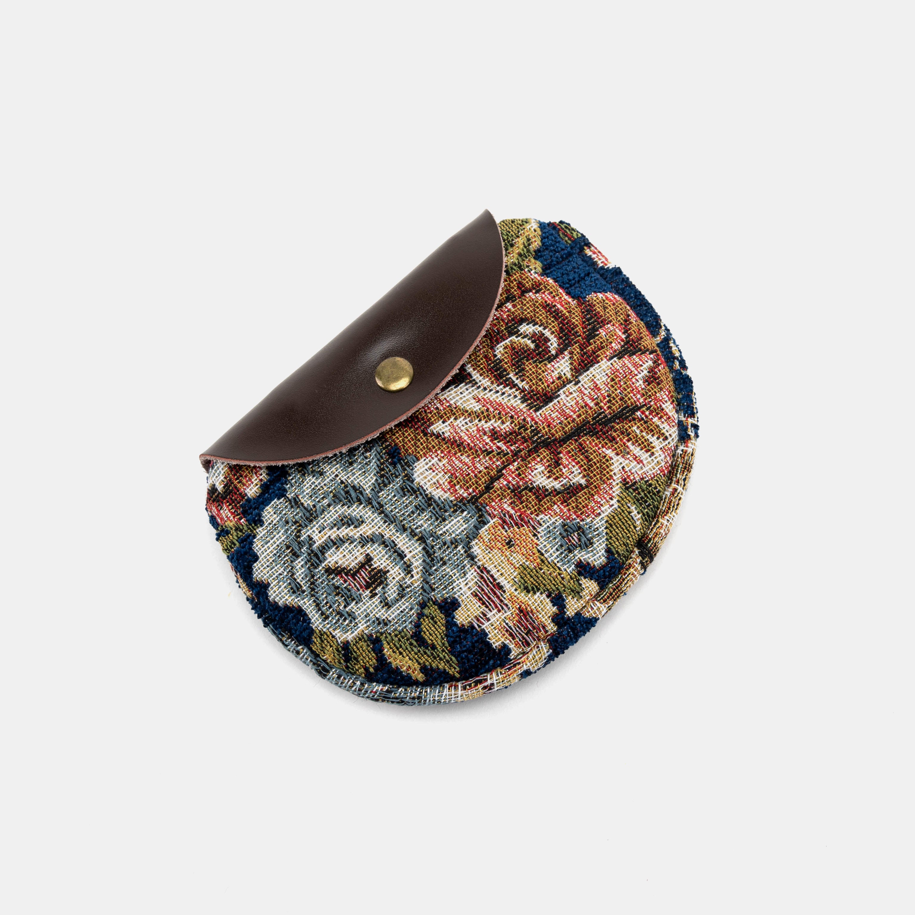 Floral Blue Rosary Bag Carpetbag of America lay flat
