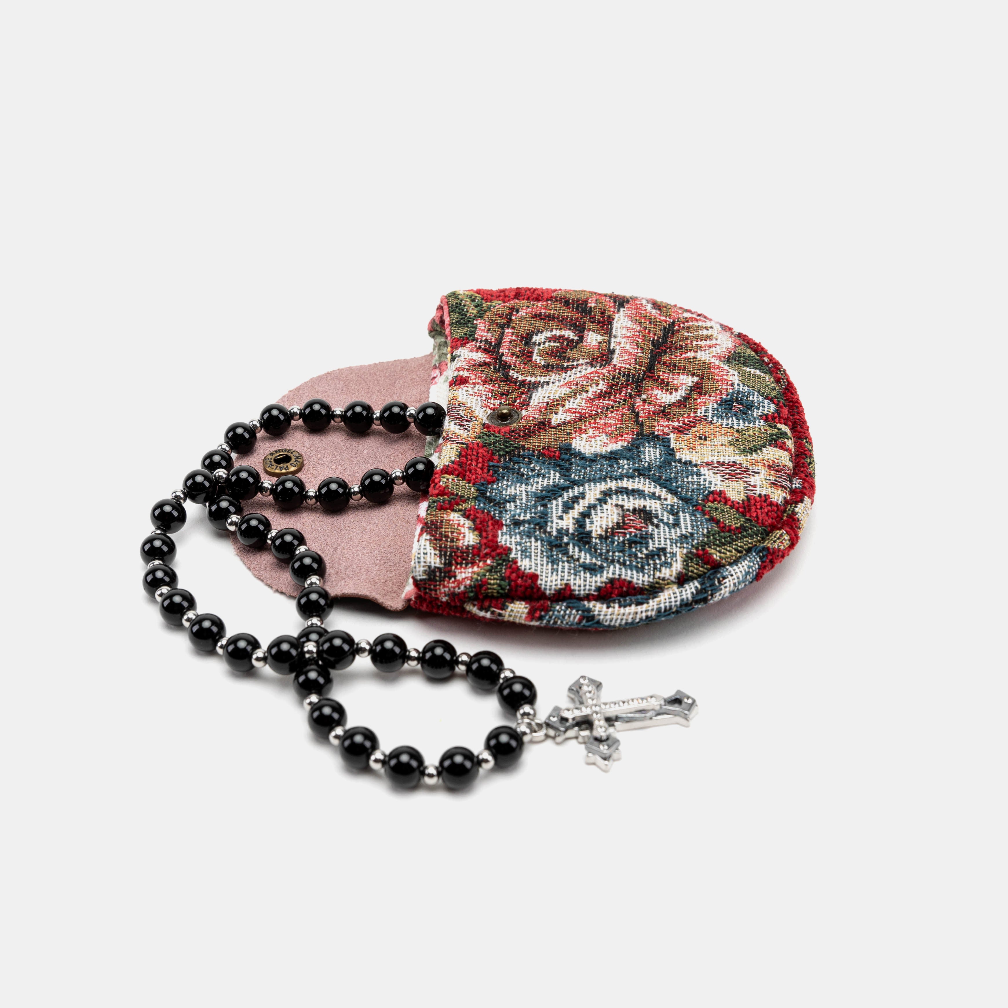 Floral Red Rosary Bag Carpetbag of America main