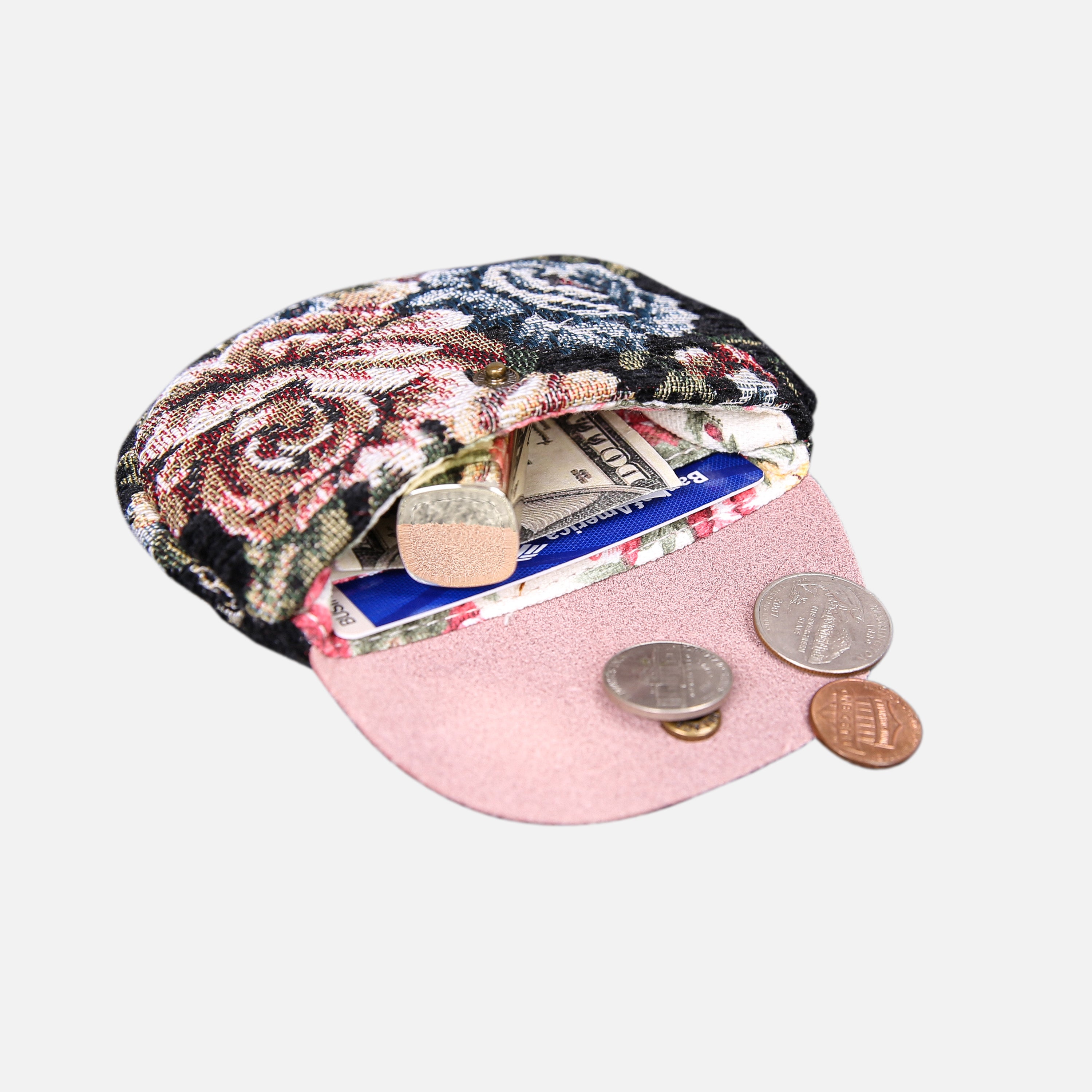 Floral Black Flap Coin Purse MCW Handmade-3