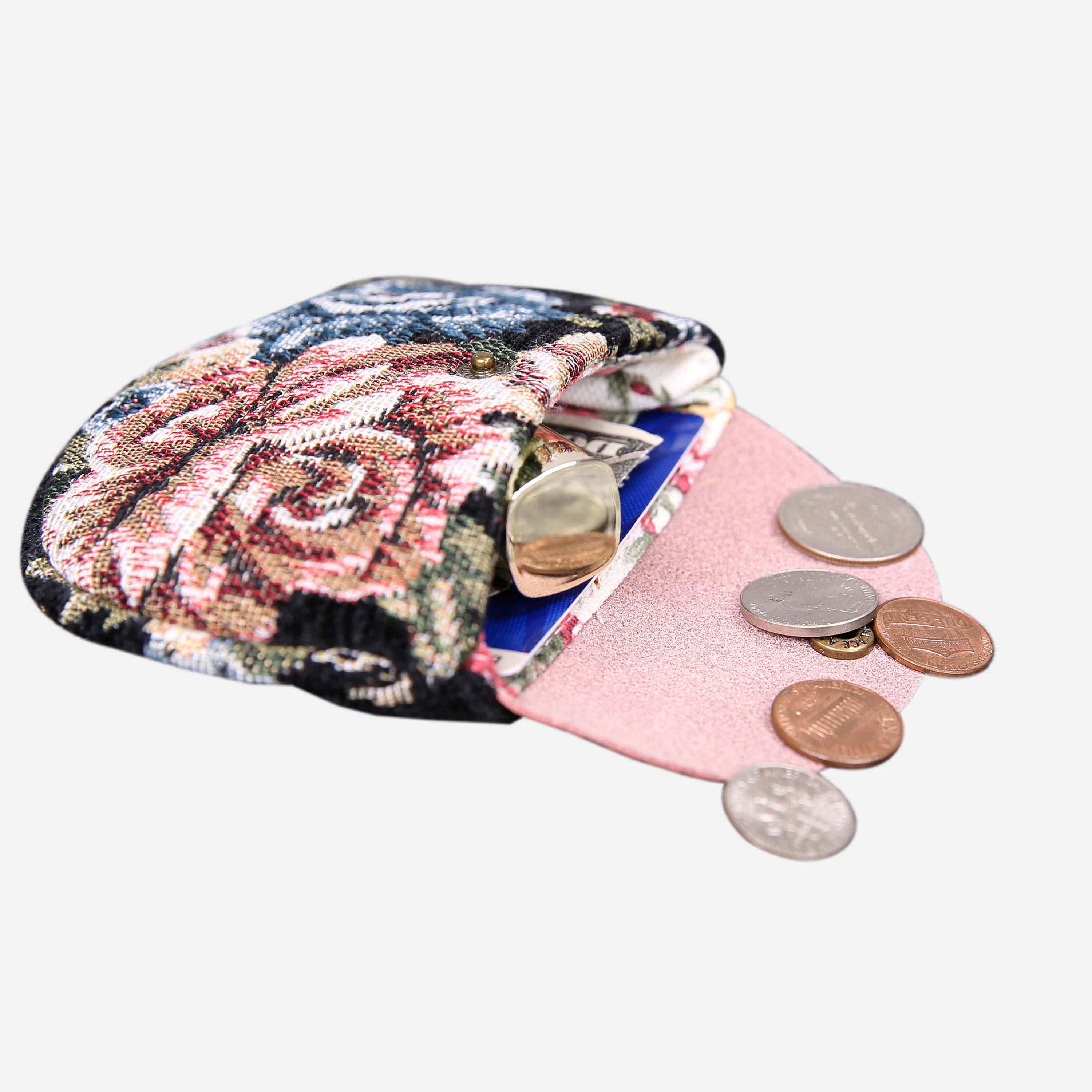 Floral Black Flap Coin Purse MCW Handmade-4
