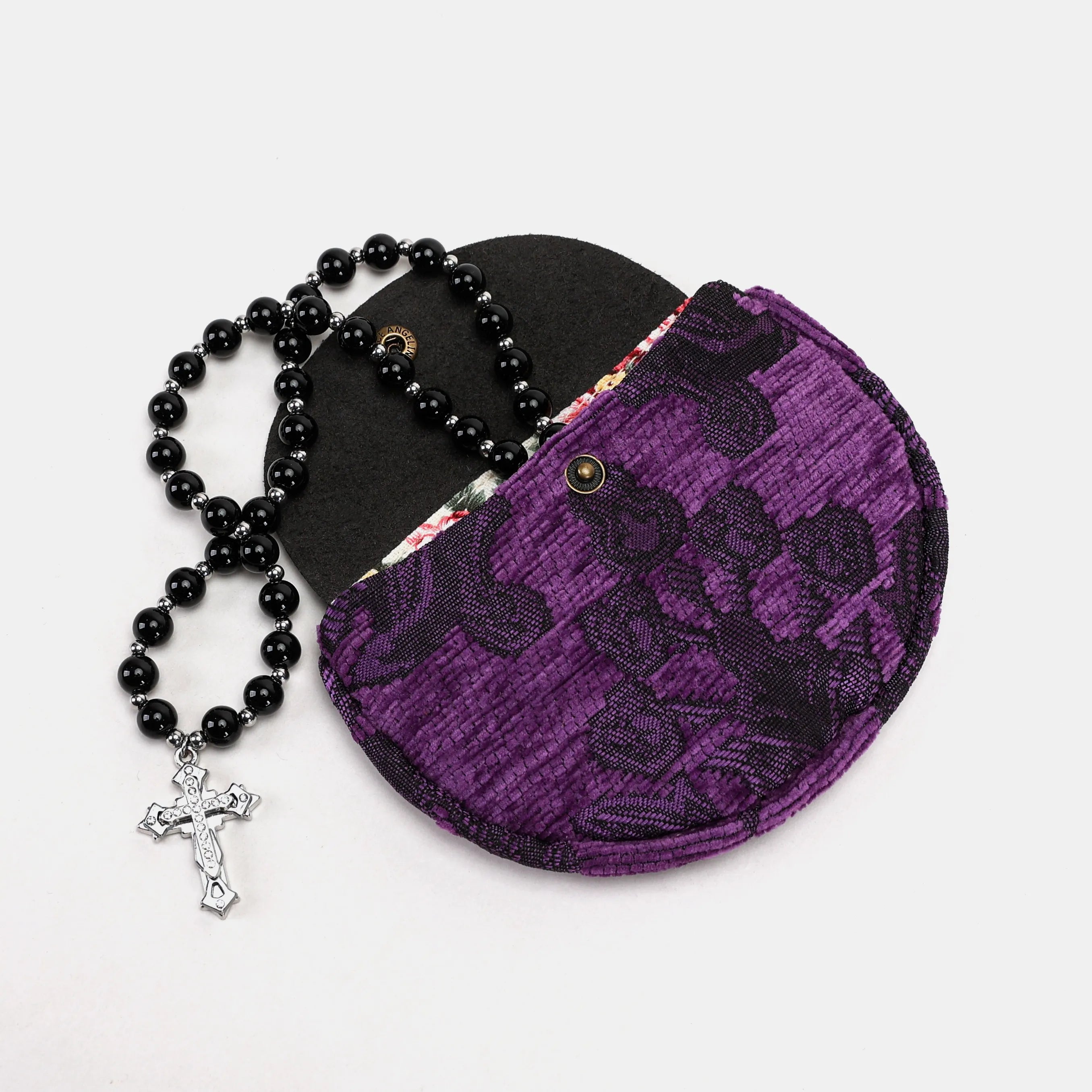 Victorian Blossom Purple Rosary Bag Carpetbag of America front