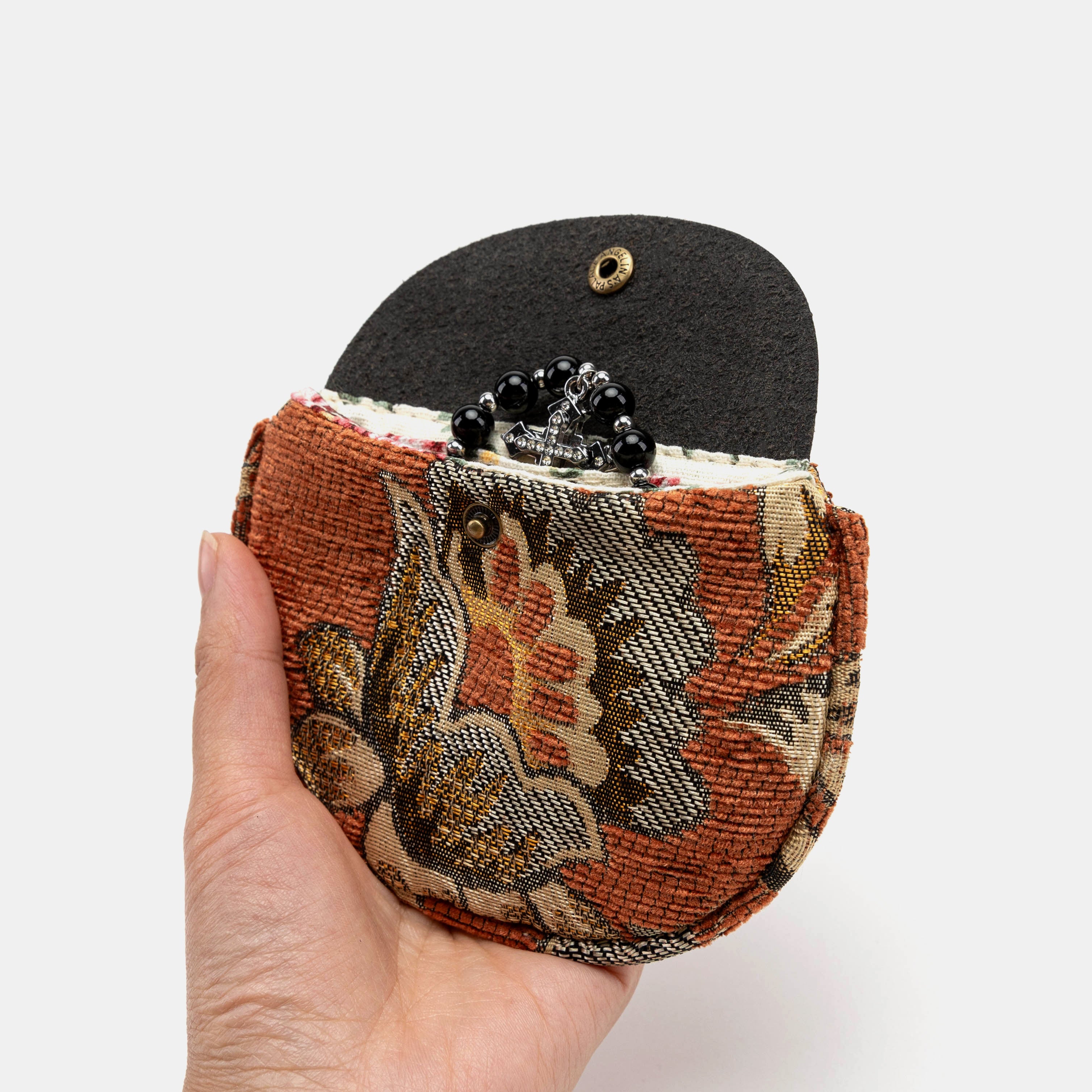 Paisley Orange Rosary Bag Carpetbag of America opening