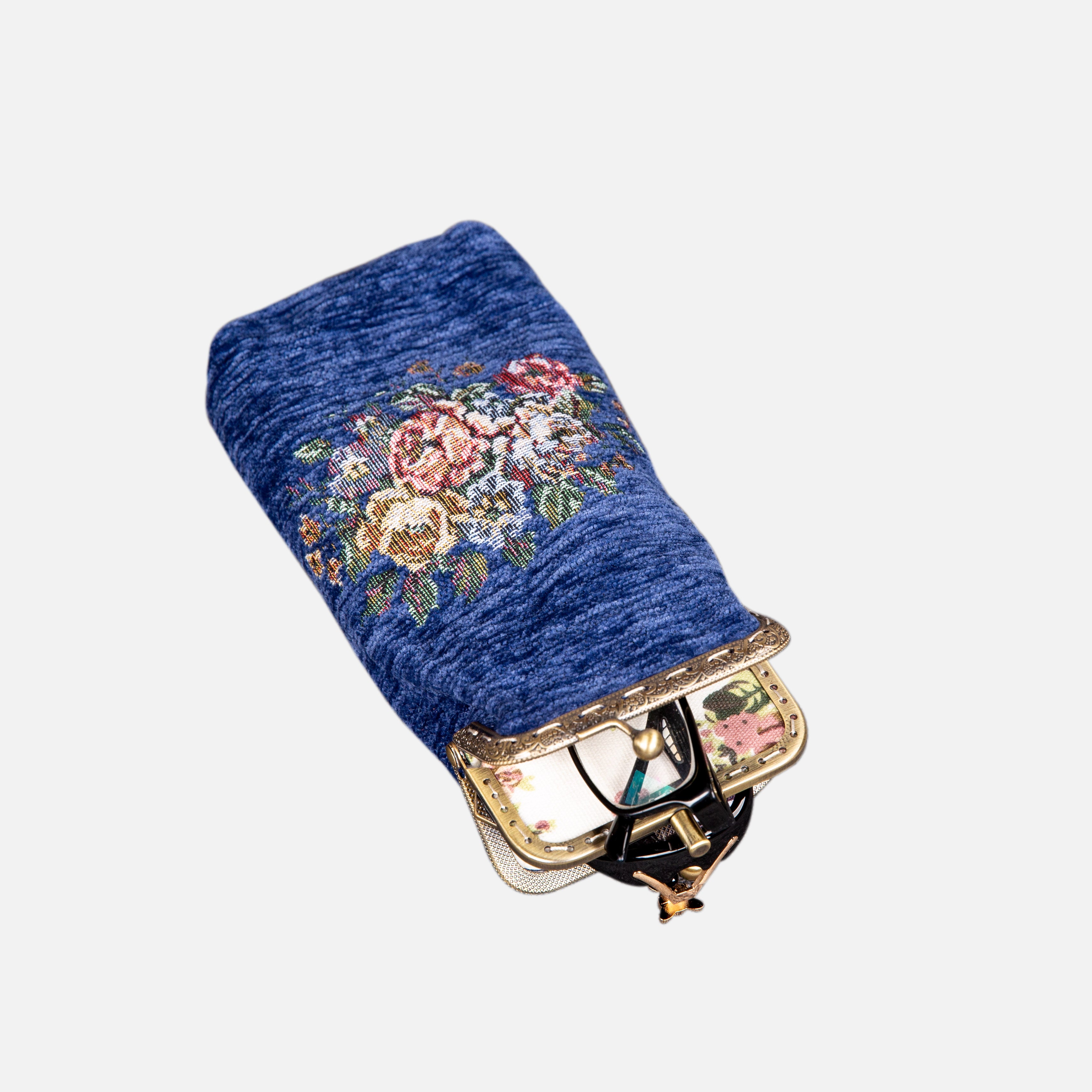 Bouquet Carpet Eyeglasses Case MCW Handmade Blue