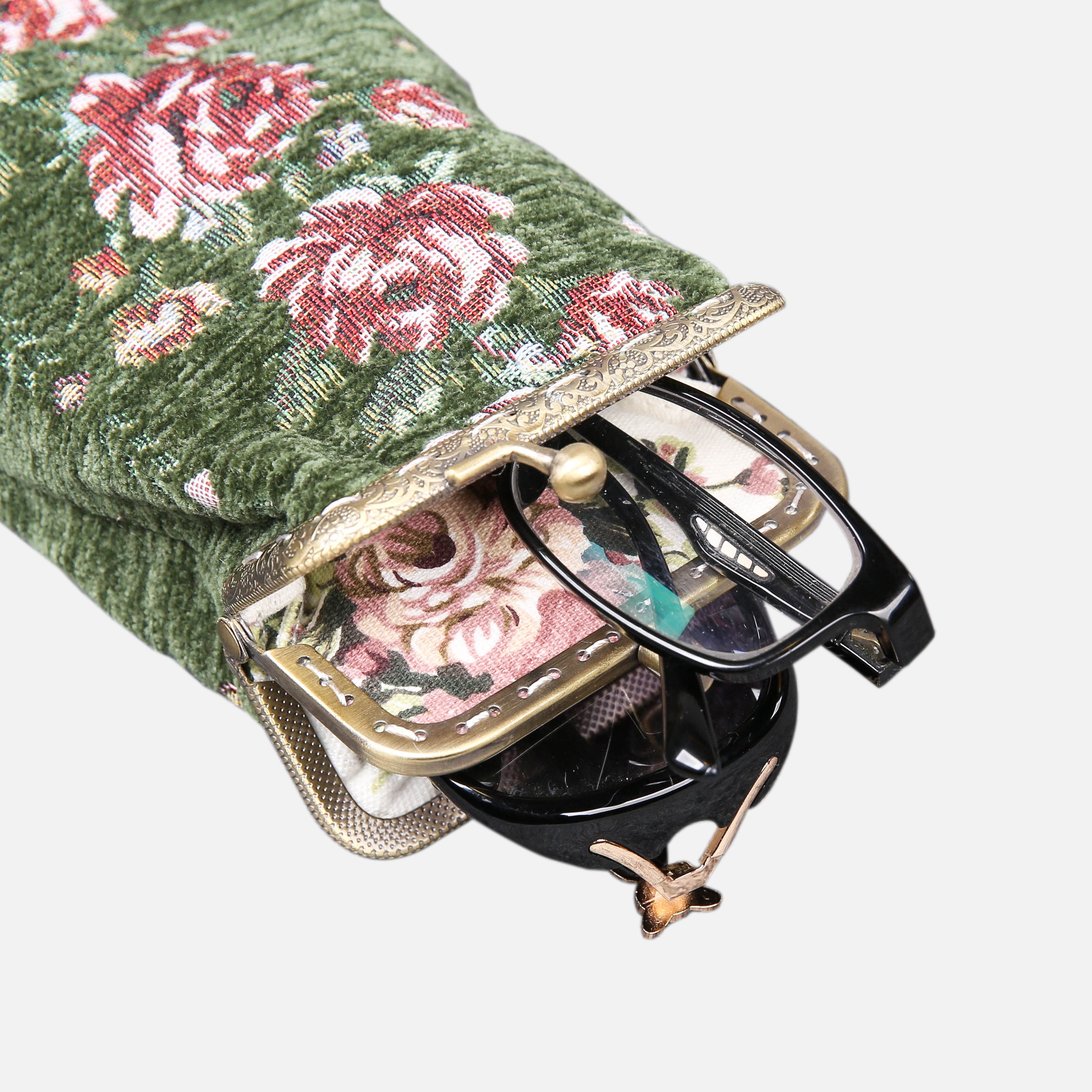 Rose Series Arugula Green Carpet Eyeglasses Case MCW Handmade-5