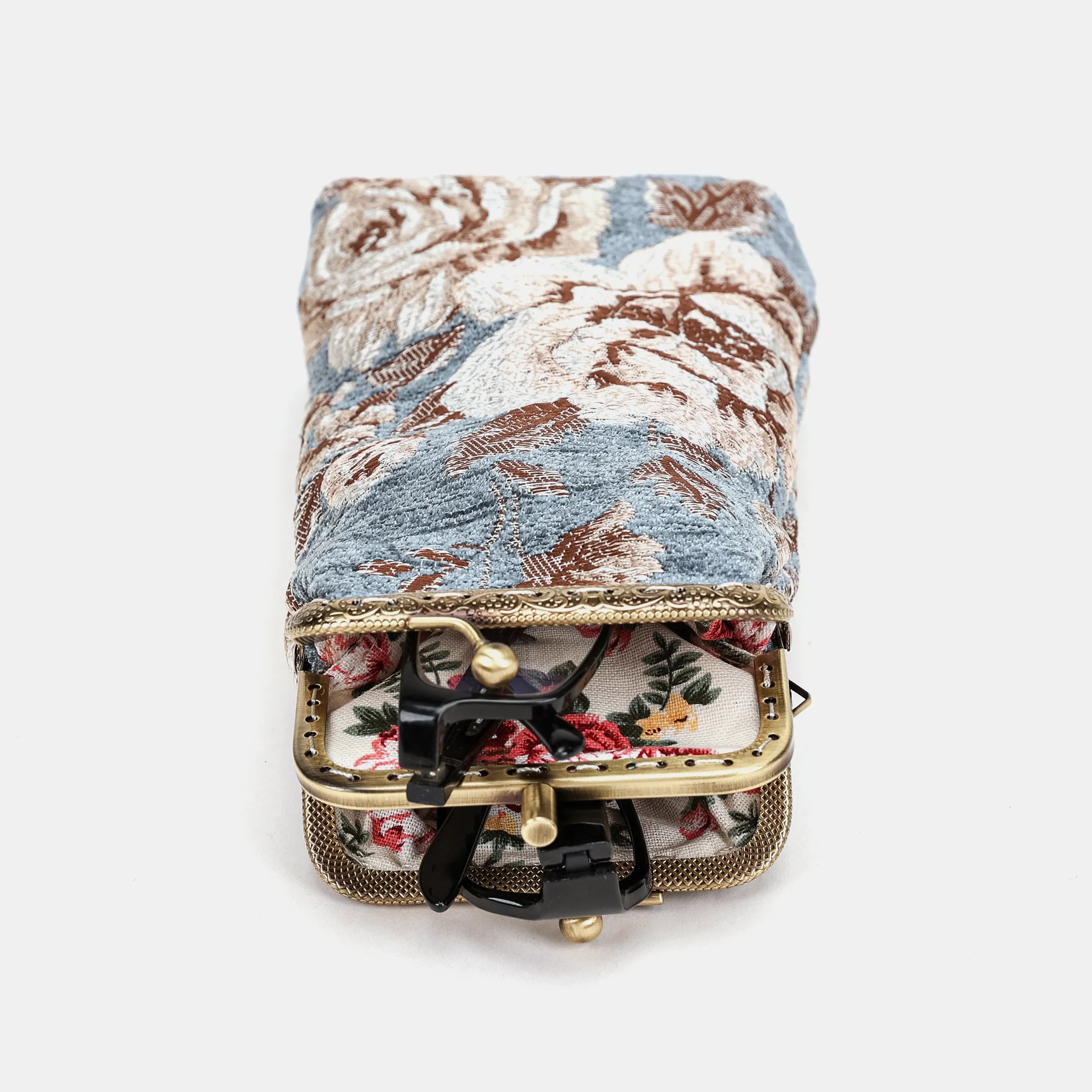 Floral Windy Blue Carpet Eyeglasses Case of America front