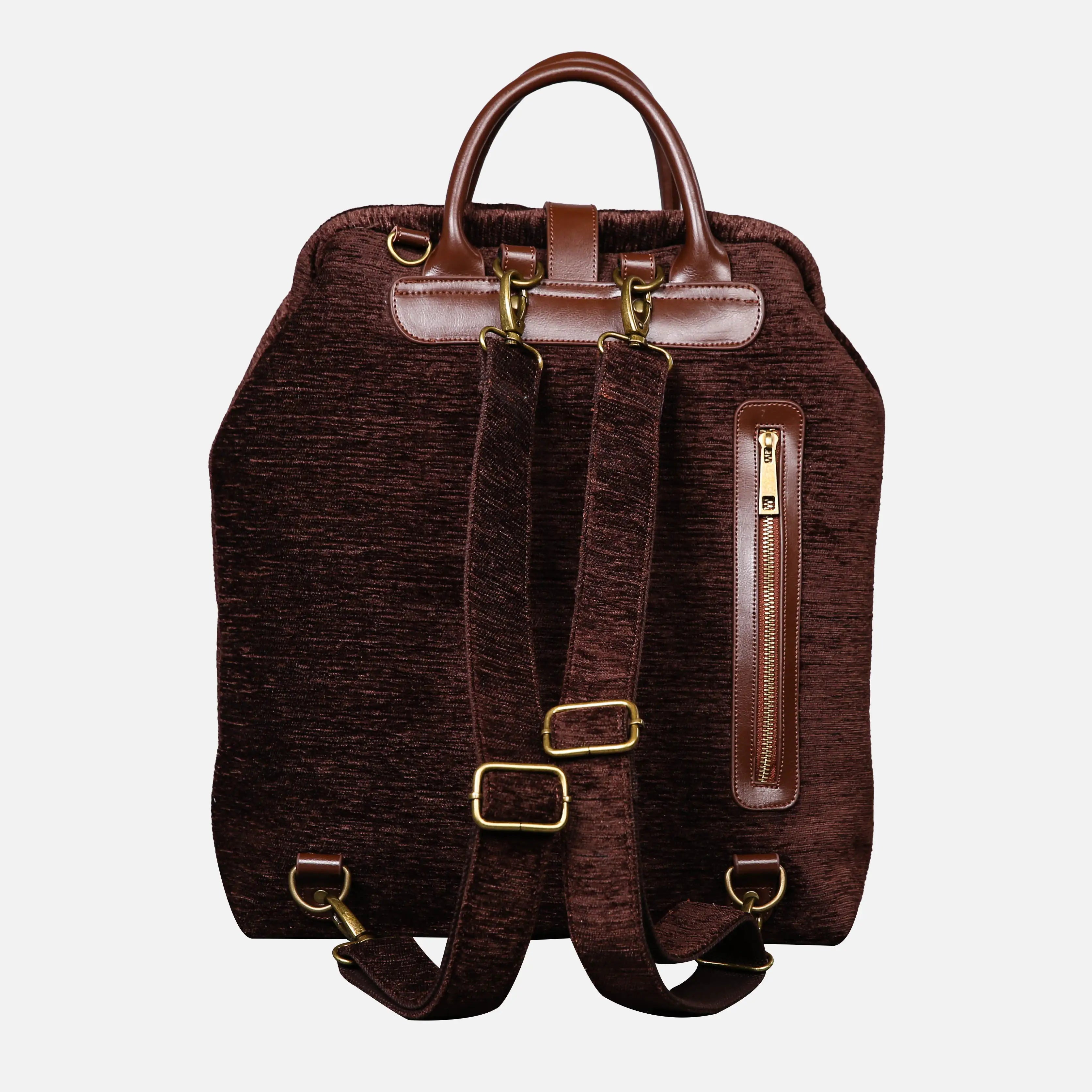 Solid Coffee Carpet Laptop Backpack Carpetbag of America back
