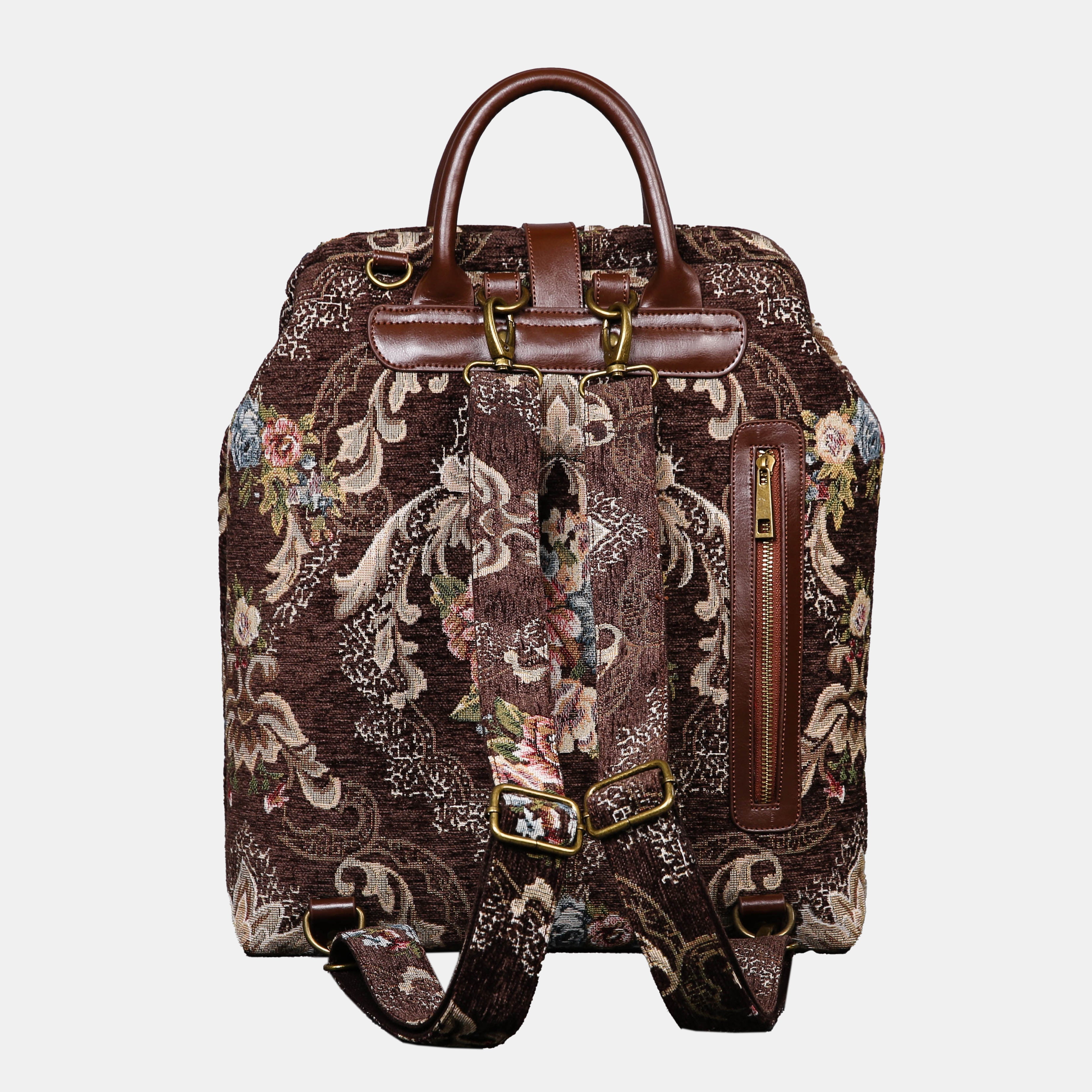 Floral Coffee Carpet Laptop Backpack MCW Handmade-3