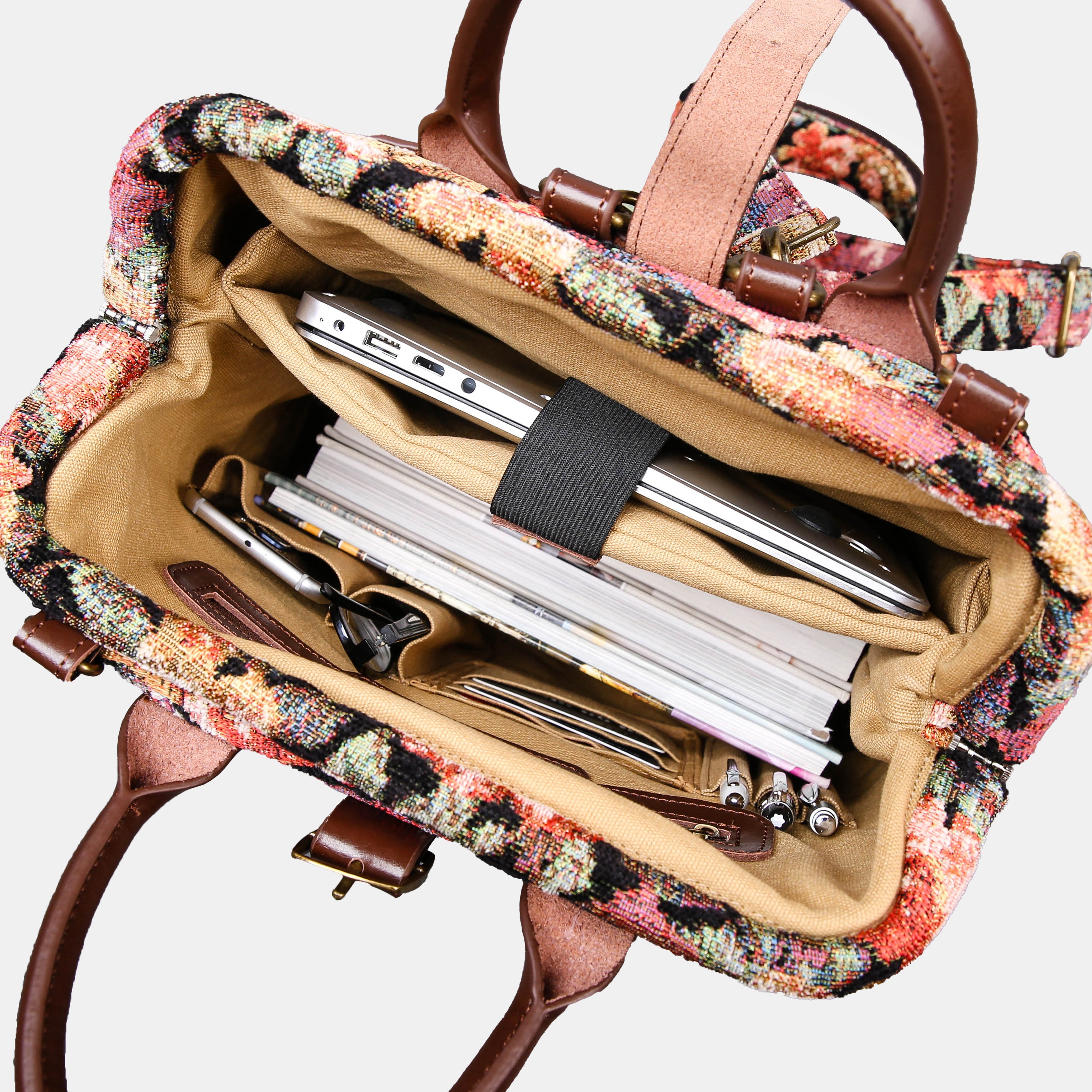 Floral Rose Carpet Laptop Backpack MCW Handmade-7