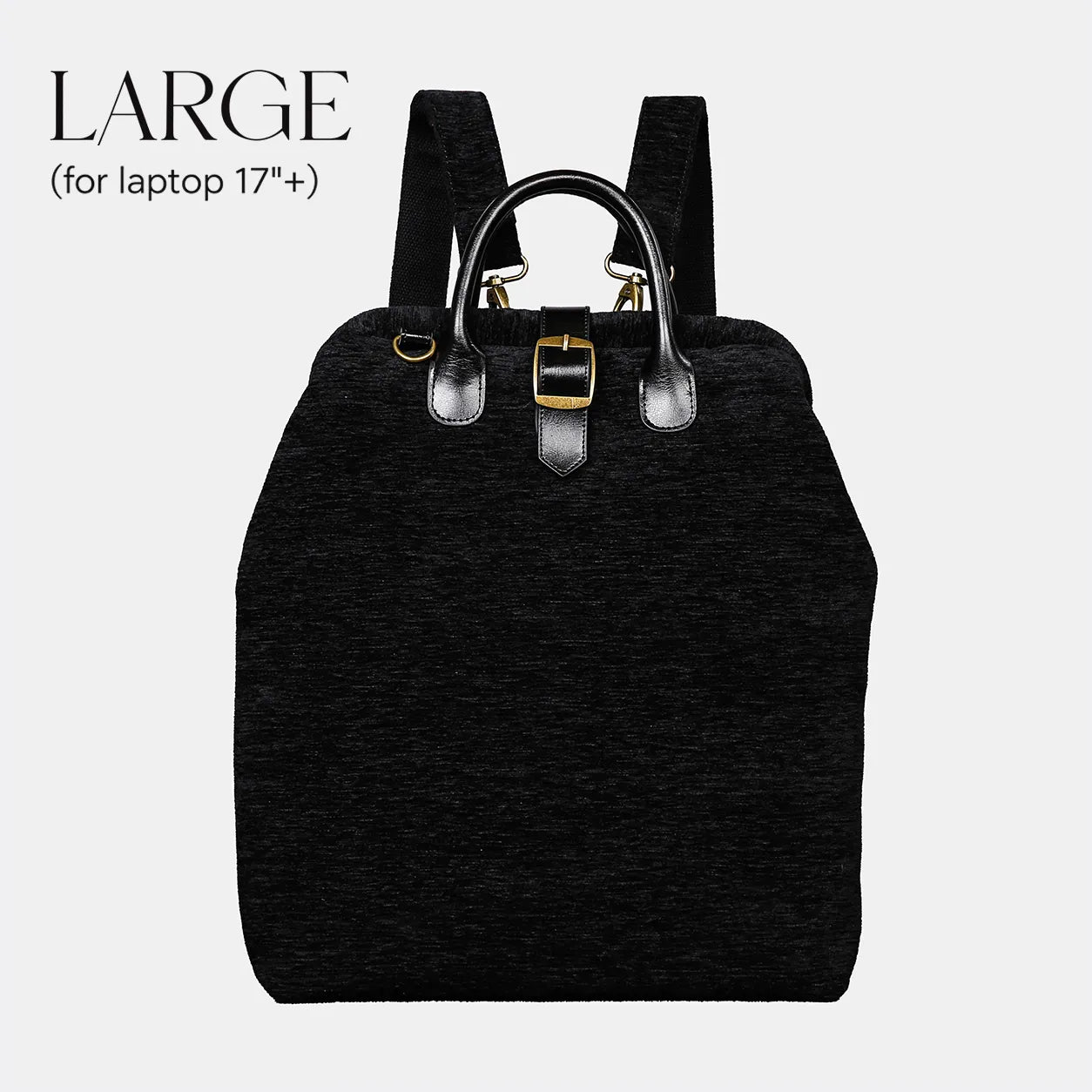 Solid Black Carpet Large Laptop Backpack Carpetbag of America main