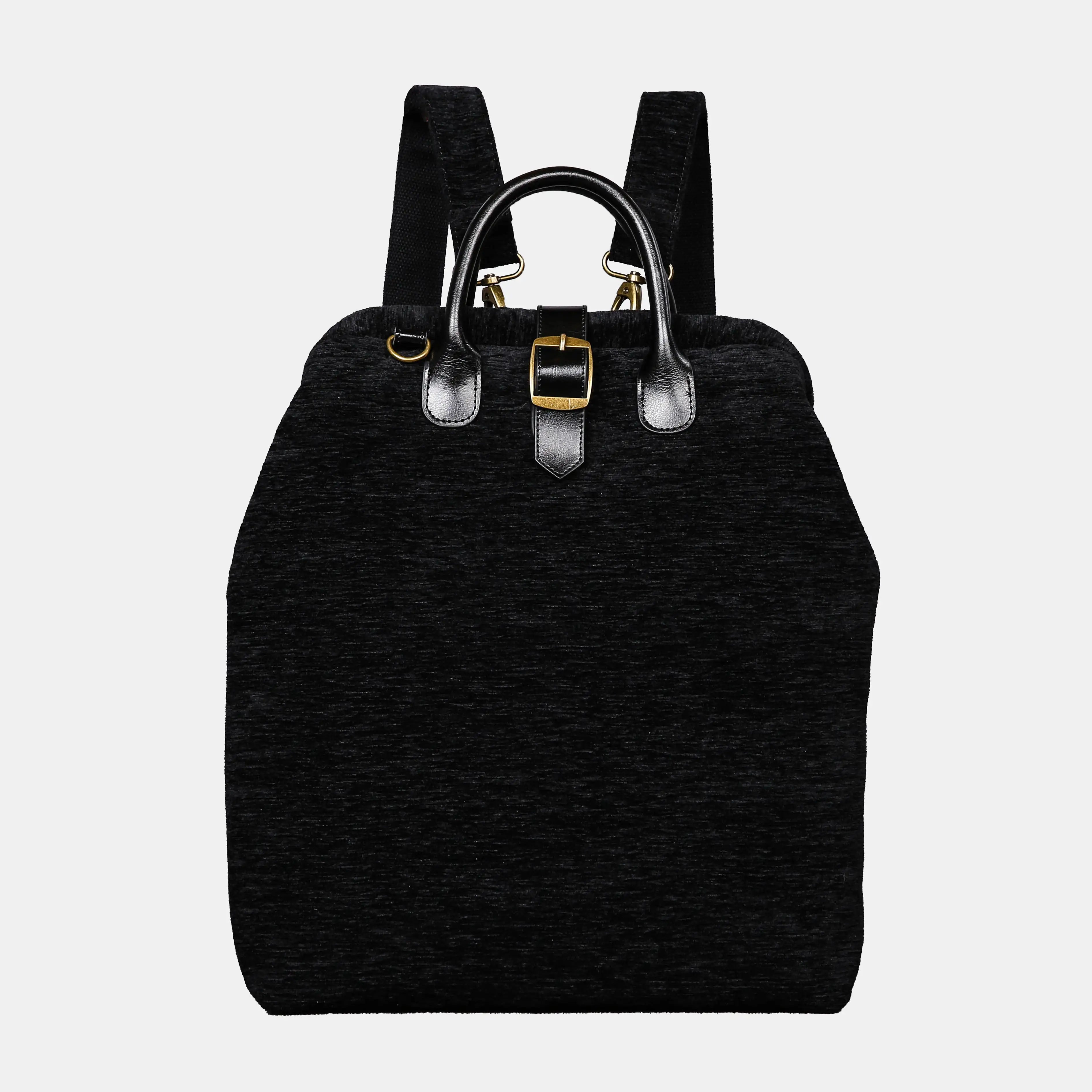 Solid Black Carpet Laptop Backpack Carpetbag of America main