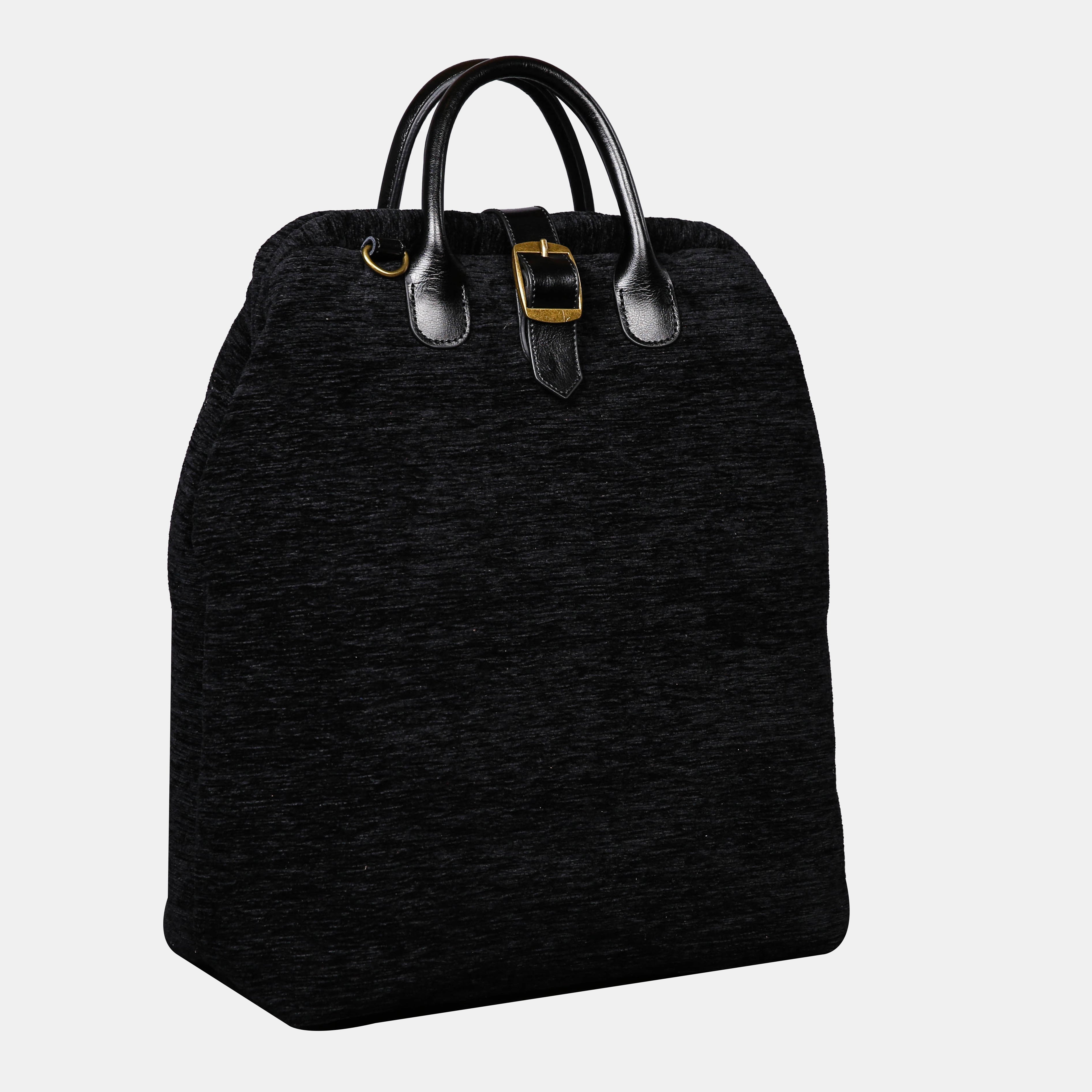 Solid Black Carpet Laptop Backpack  MCW Handmade-1