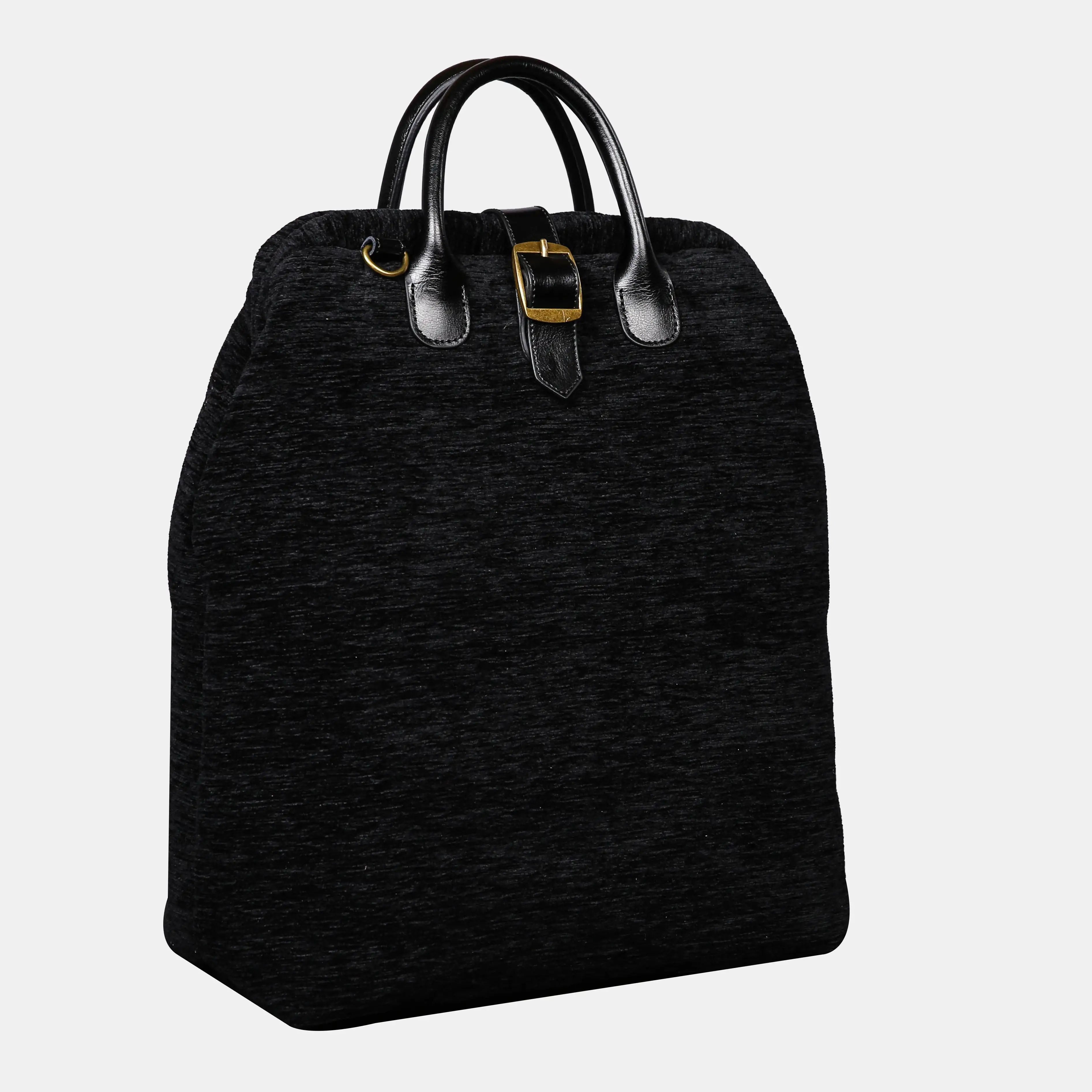 Solid Black Carpet Laptop Backpack Carpetbag of America front side