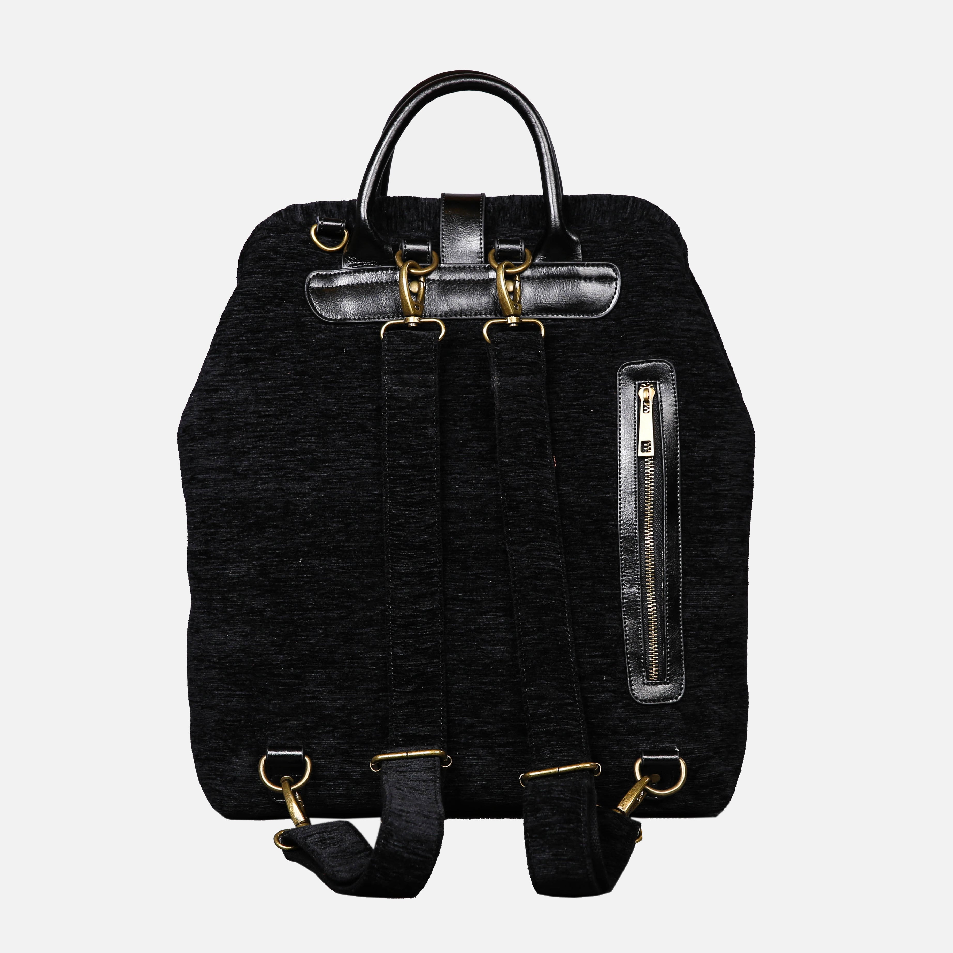 Solid Black Carpet Laptop Backpack MCW Handmade-3