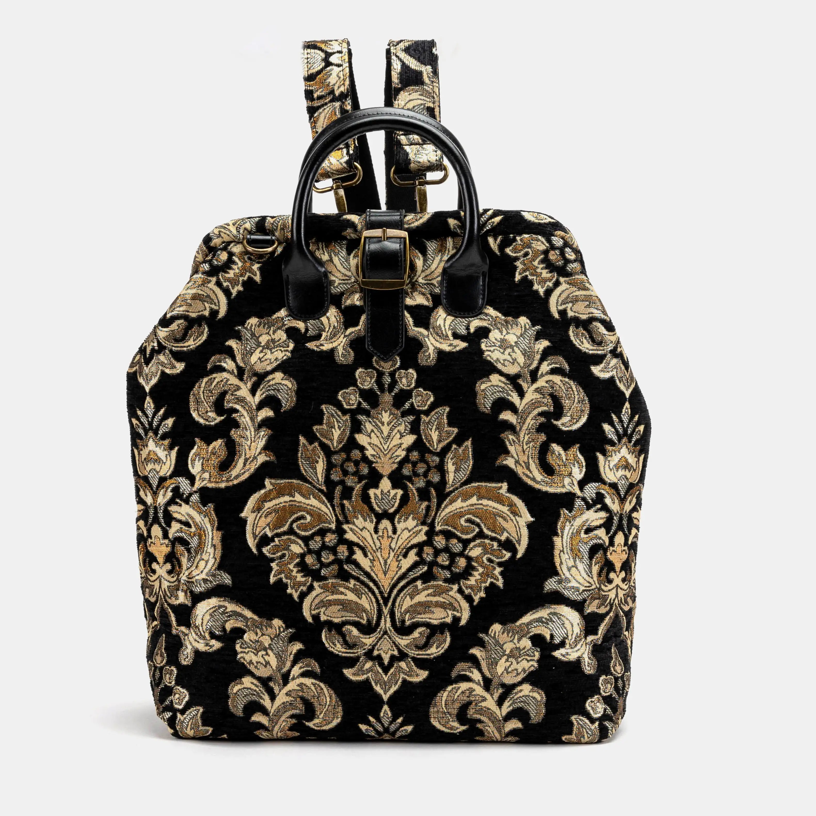 Victorian Blossom Black Gold Carpet Laptop Backpack of America main