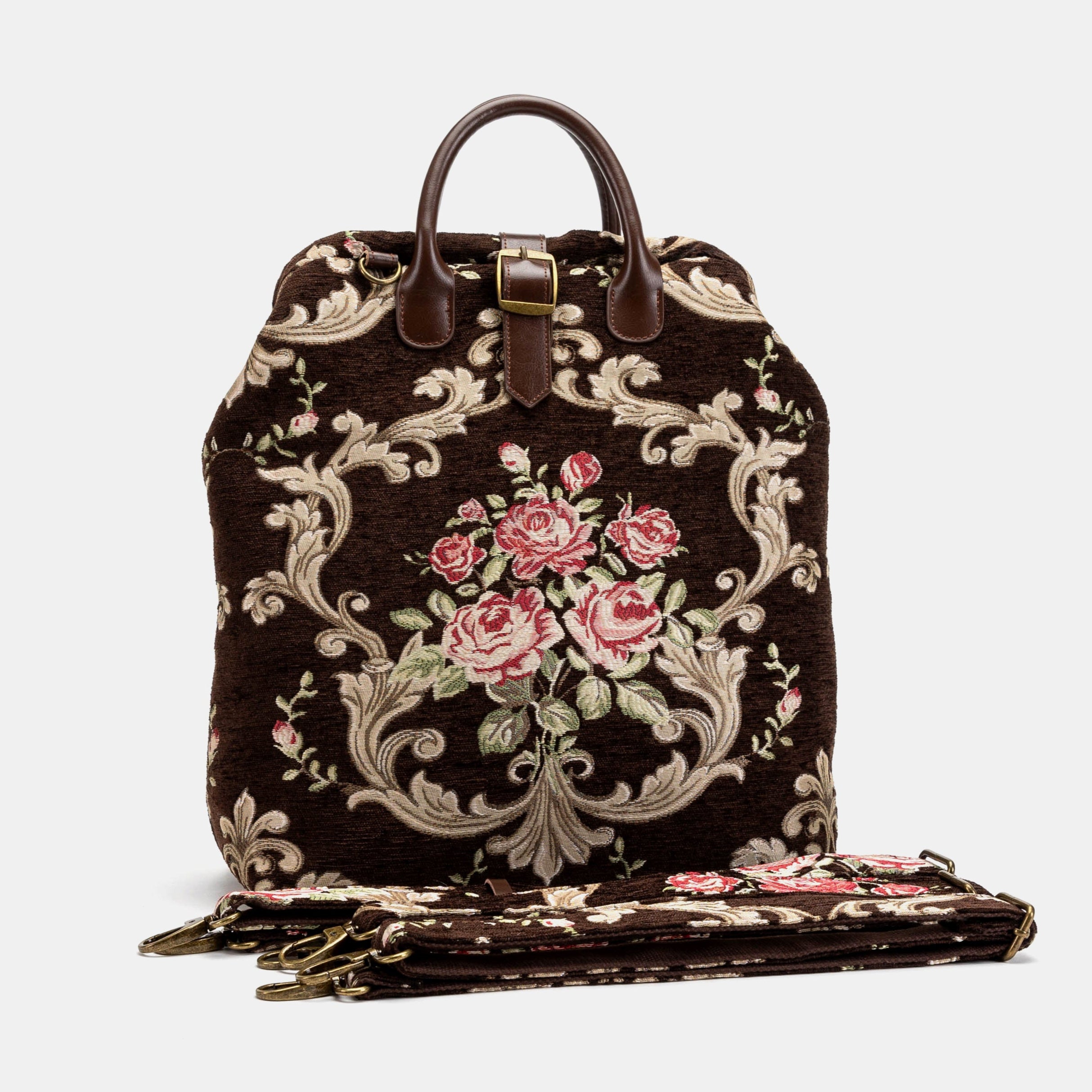 Baroque Garden Brown Carpet Laptop Backpack of America with straps