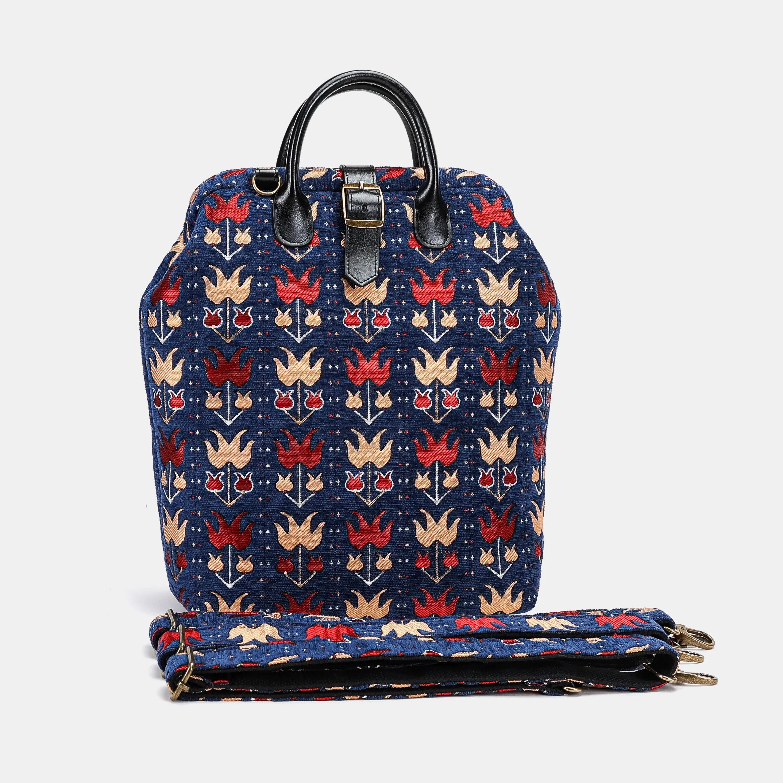 Poppy Bloom Carpet Laptop Backpack MCW Handmade with shoulder strap-1