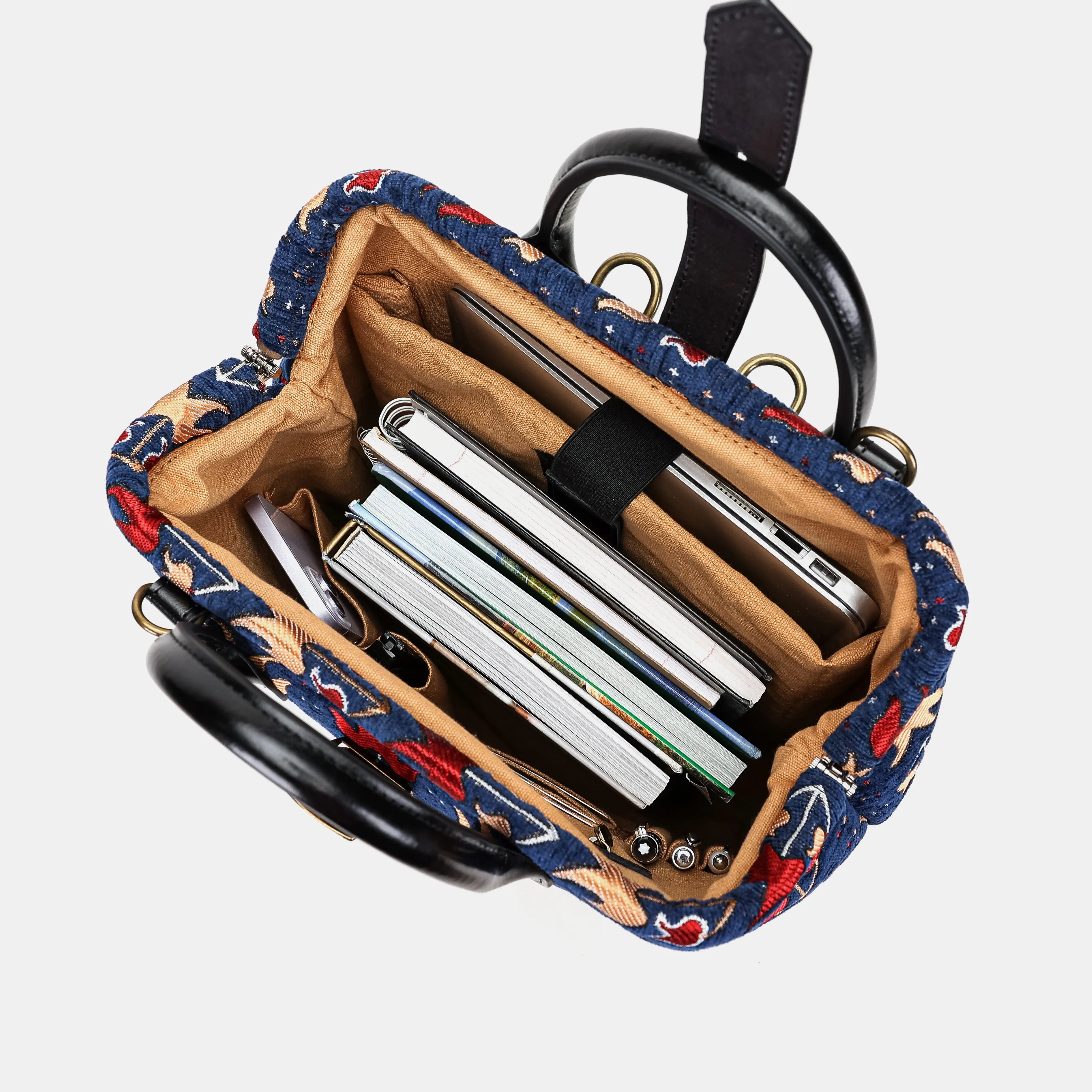 Poppy Bloom Carpet Laptop Backpack MCW Handmade inside