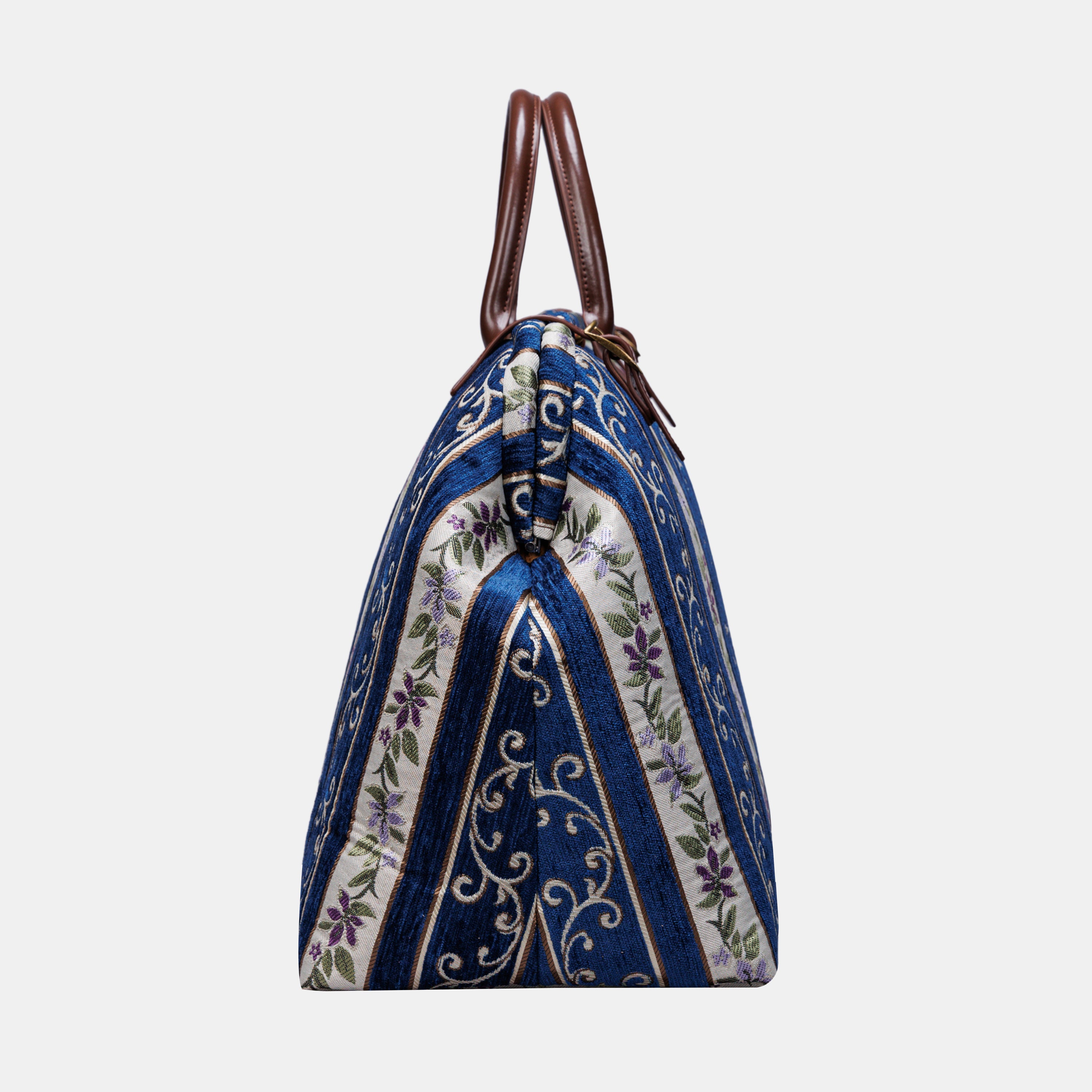 Victorian Strips Navy Large Carpetbag MCW Handmade-4