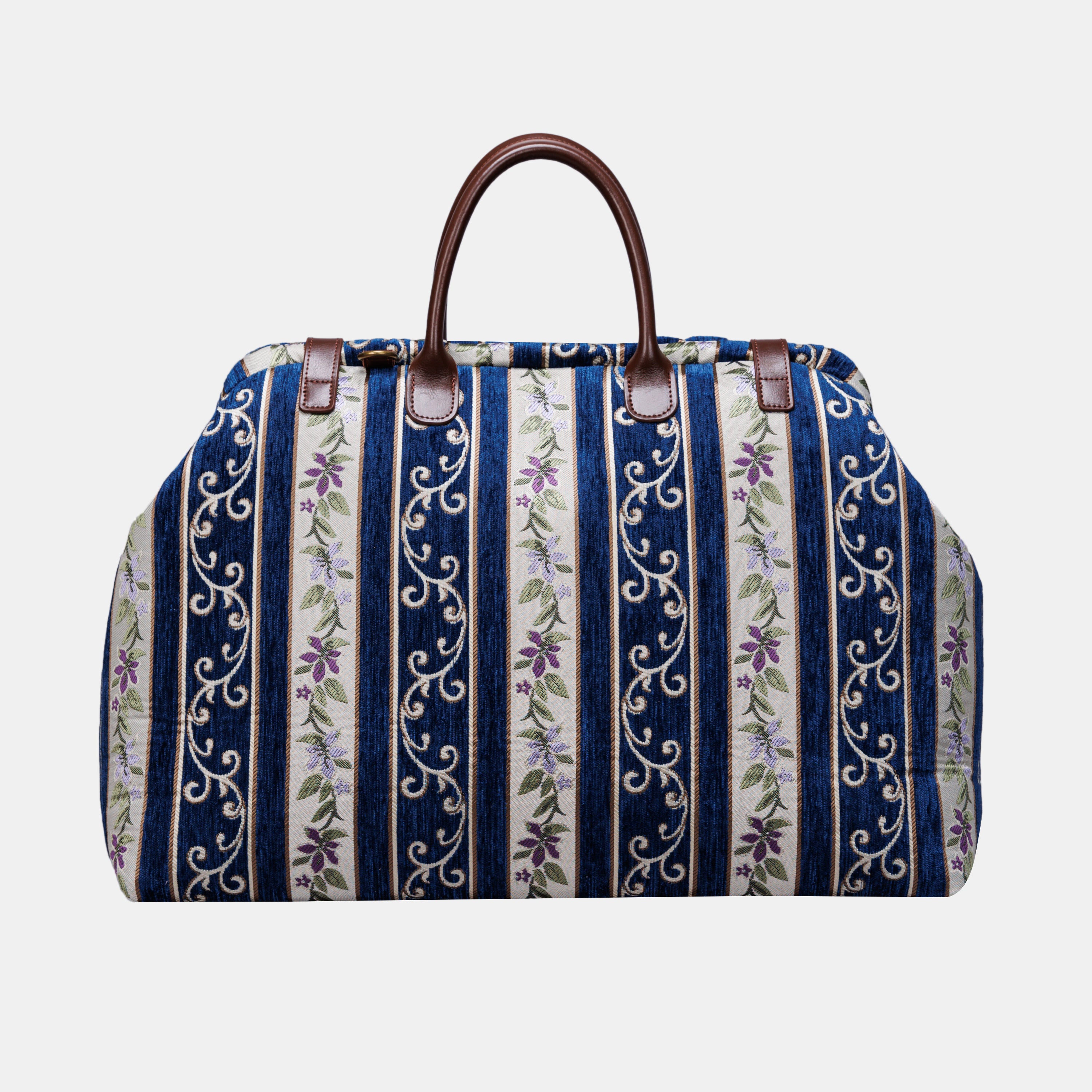 Victorian Strips Navy Large Carpetbag MCW Handmade-3