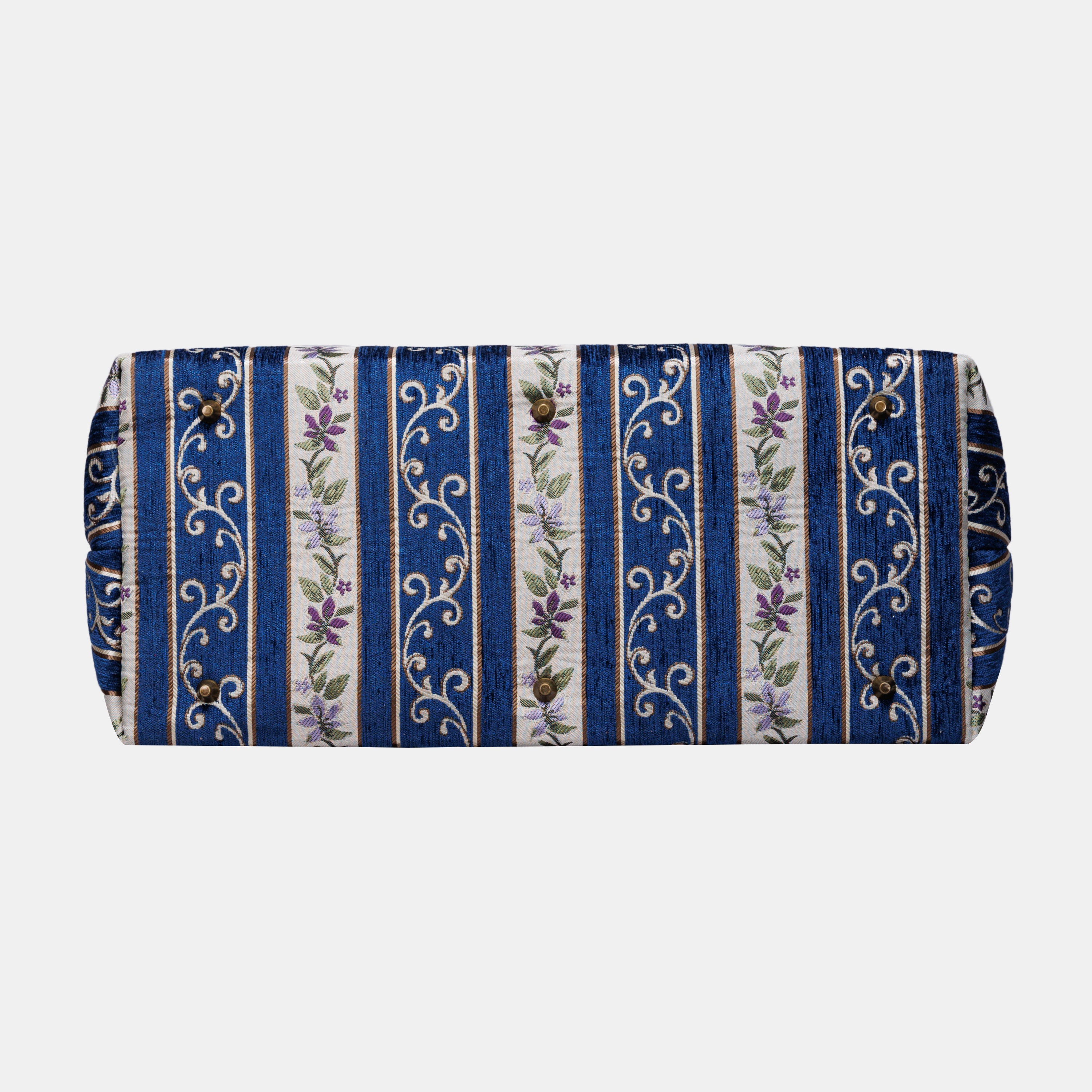 Victorian Strips Navy Large Carpetbag MCW Handmade-5