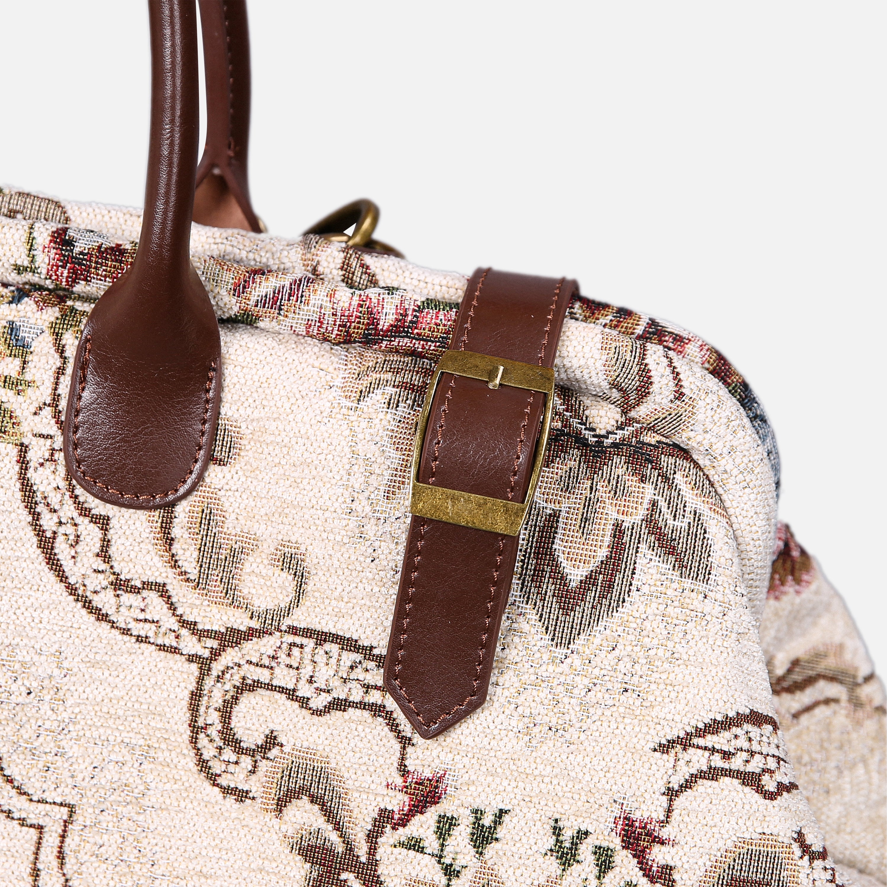 Floral Cream Large Carpetbag MCW Handmade-5