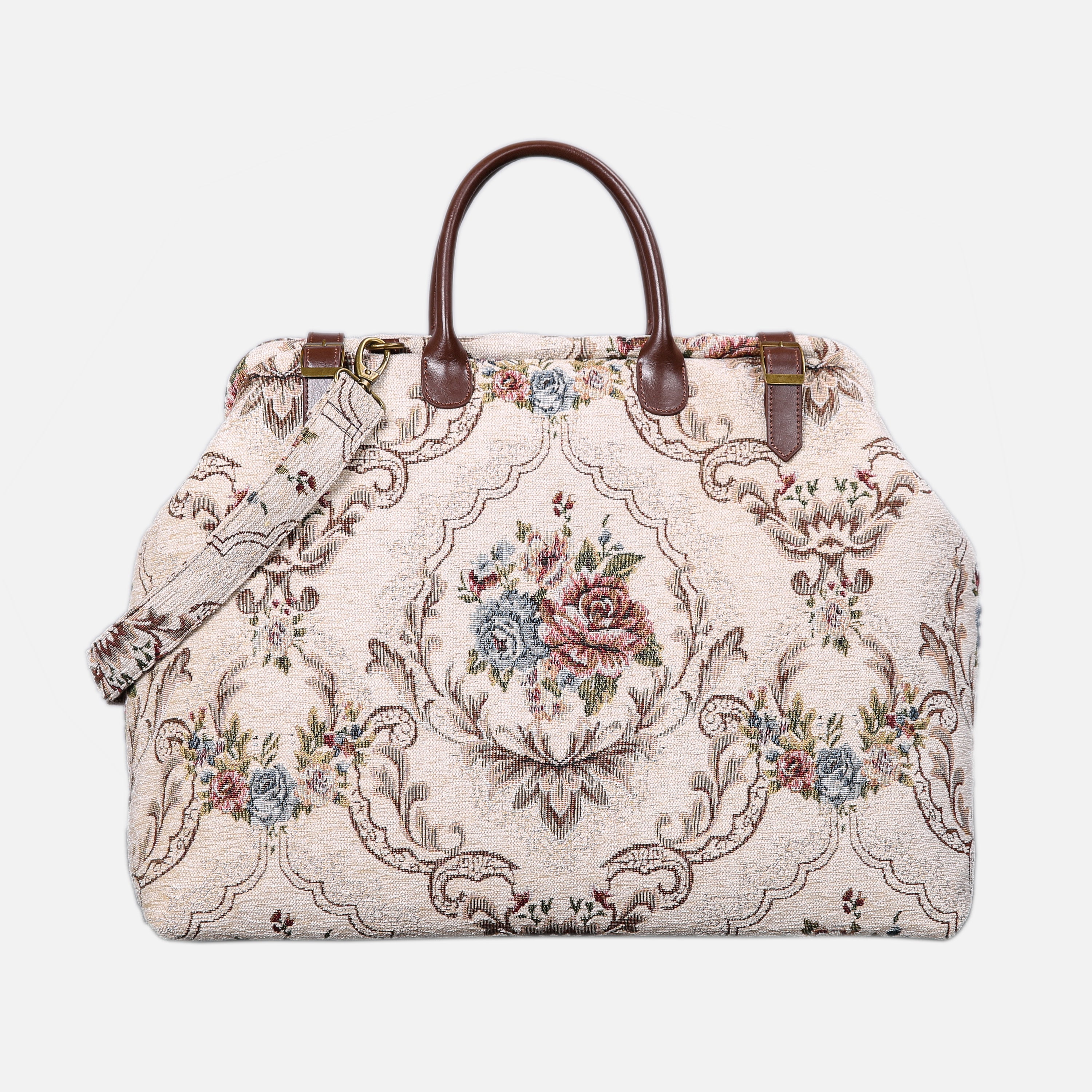 Floral Cream Large Carpetbag MCW Handmade