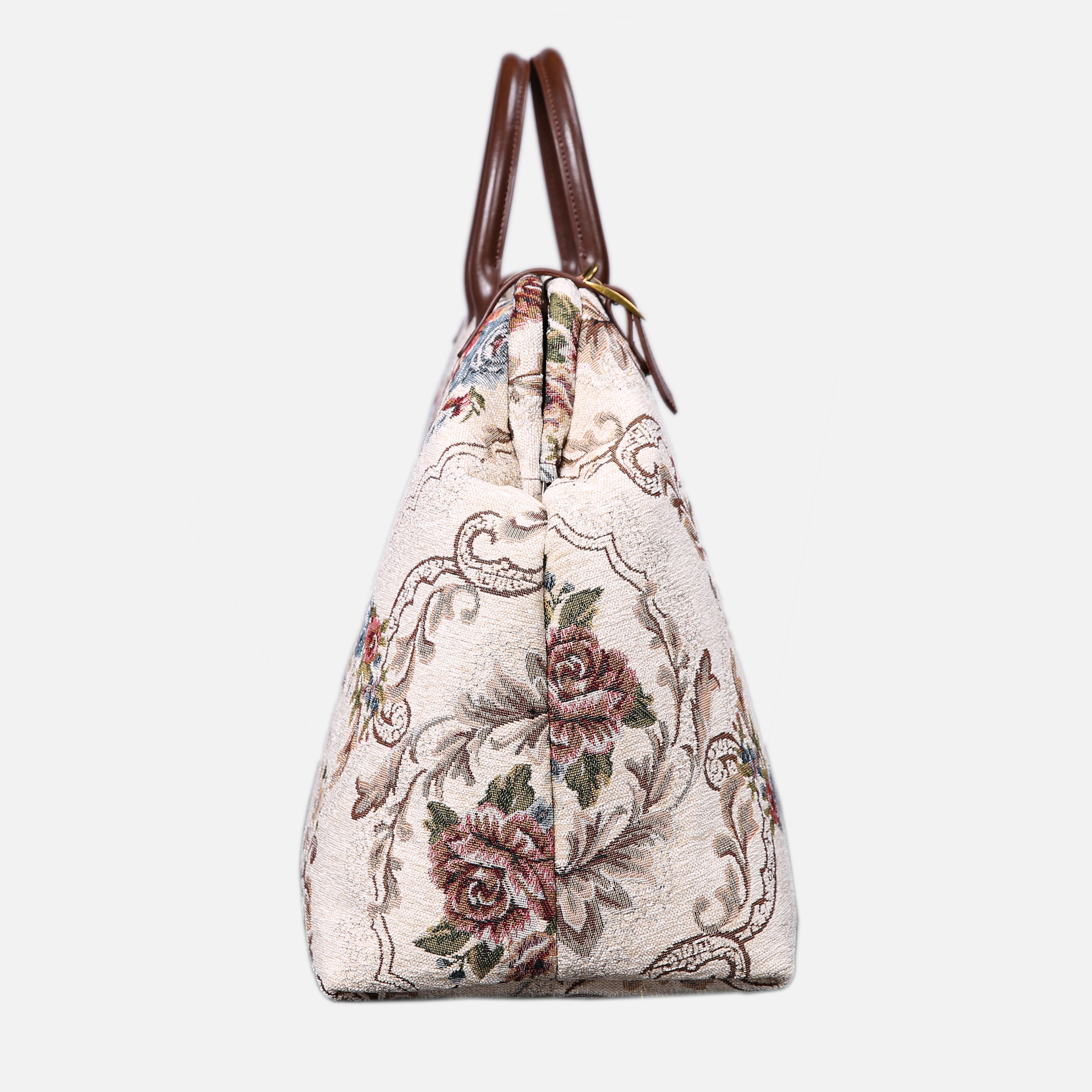 Floral Cream Large Carpetbag MCW Handmade-2