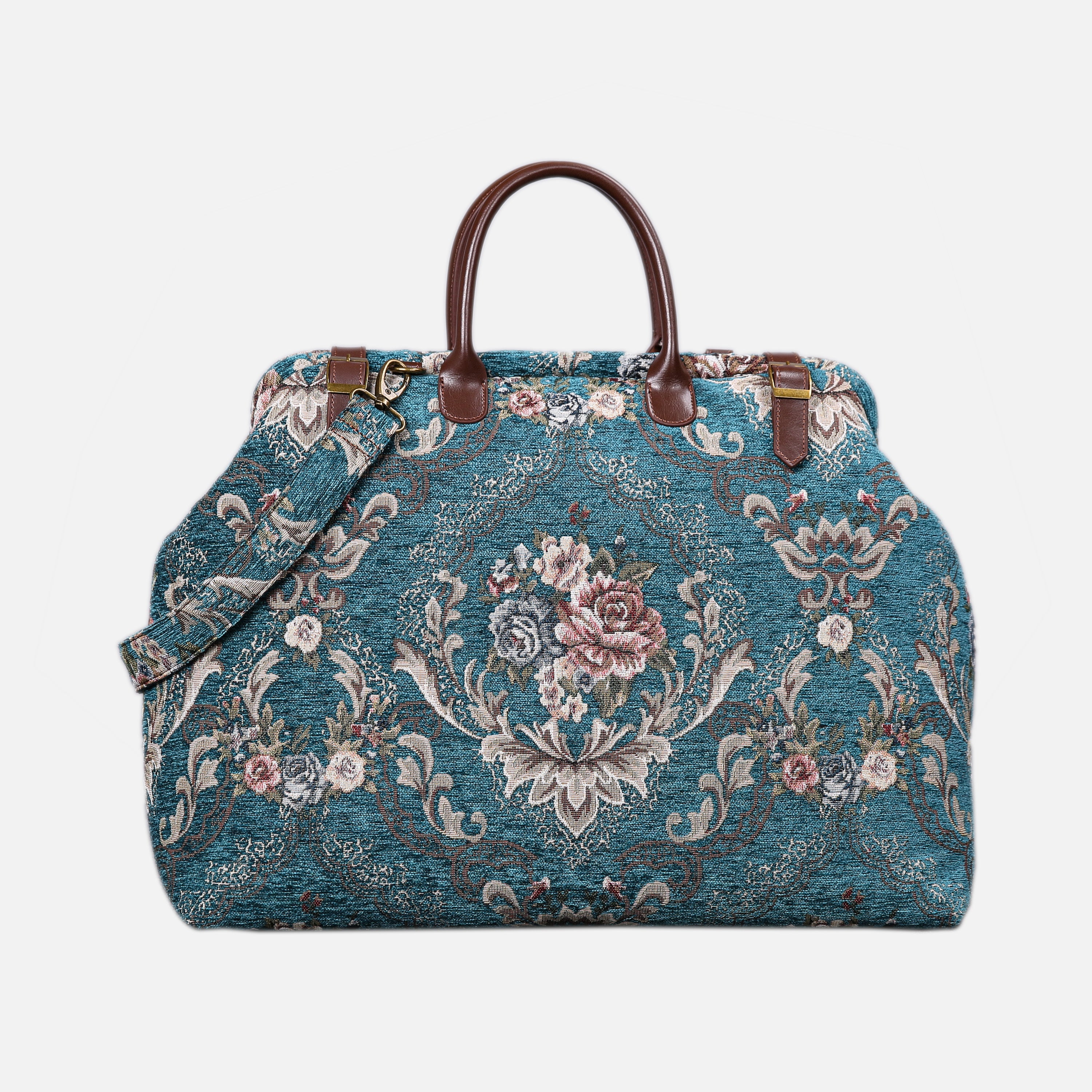 Floral Teal Large Carpetbag  MCW Handmade