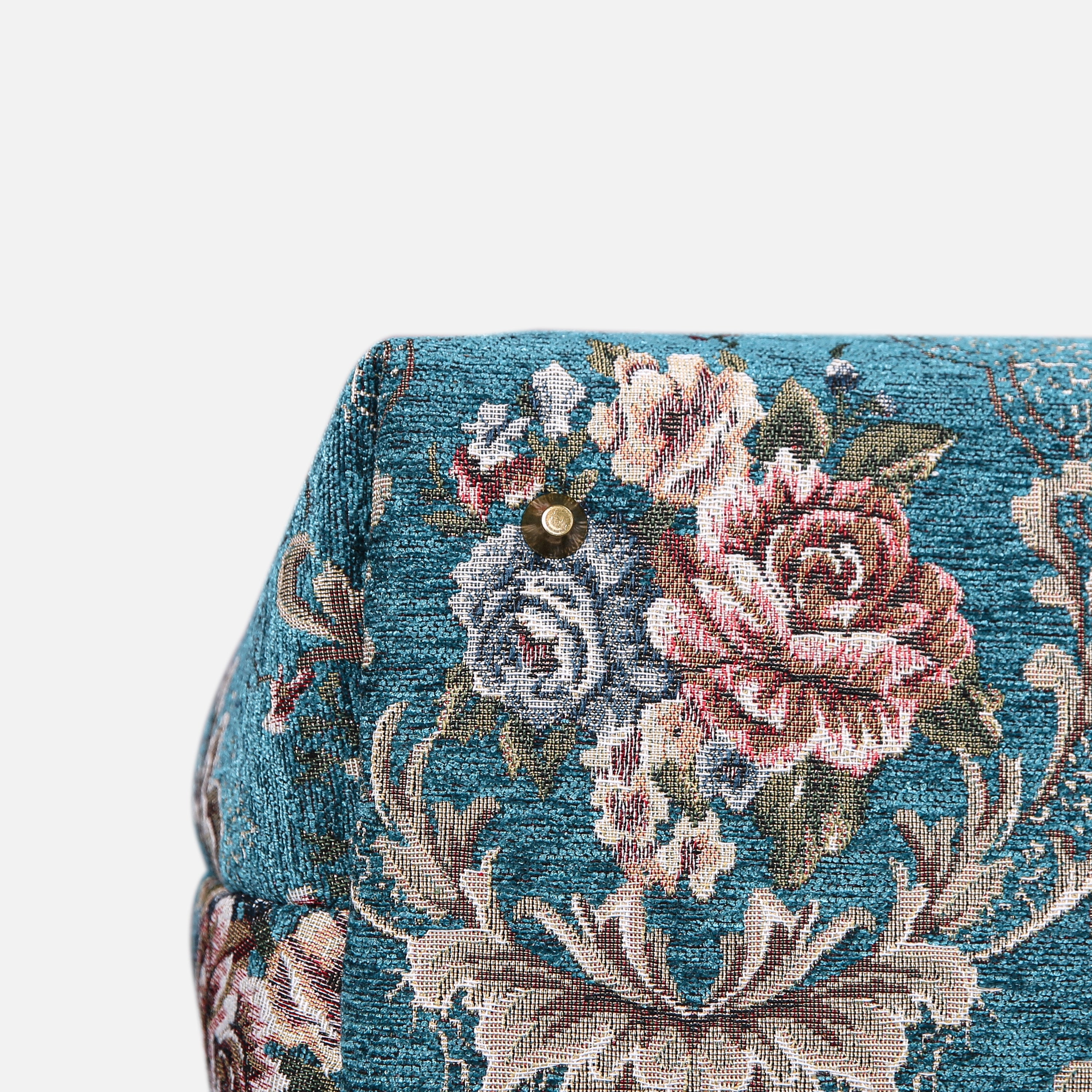 Floral Teal Large Carpetbag MCW Handmade-4