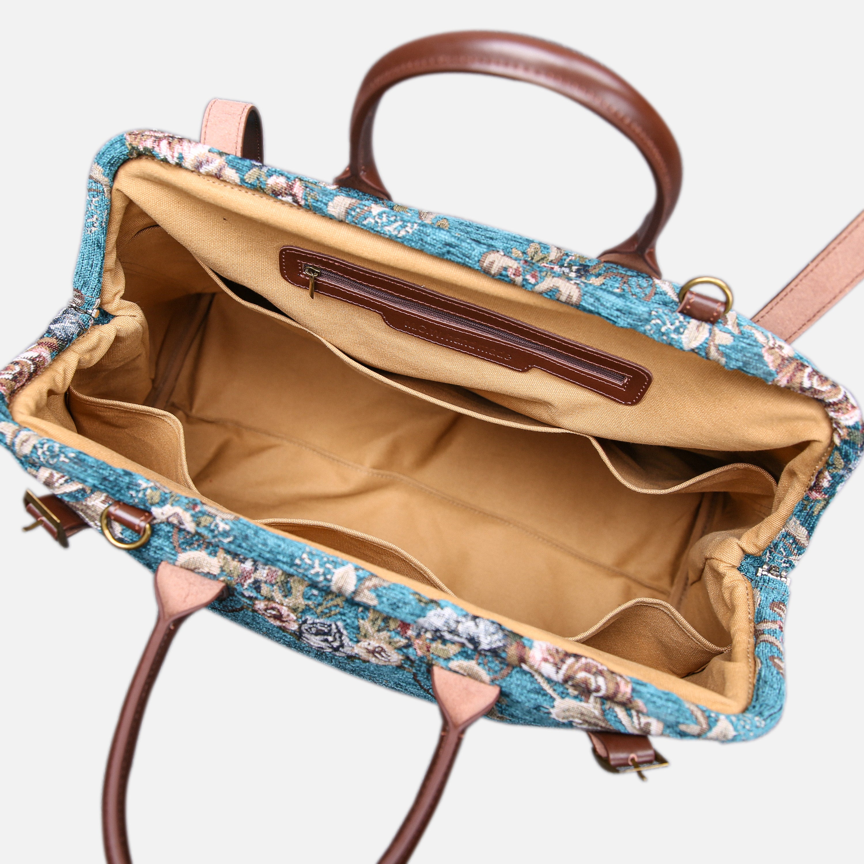 Floral Teal Large Carpetbag MCW Handmade-3