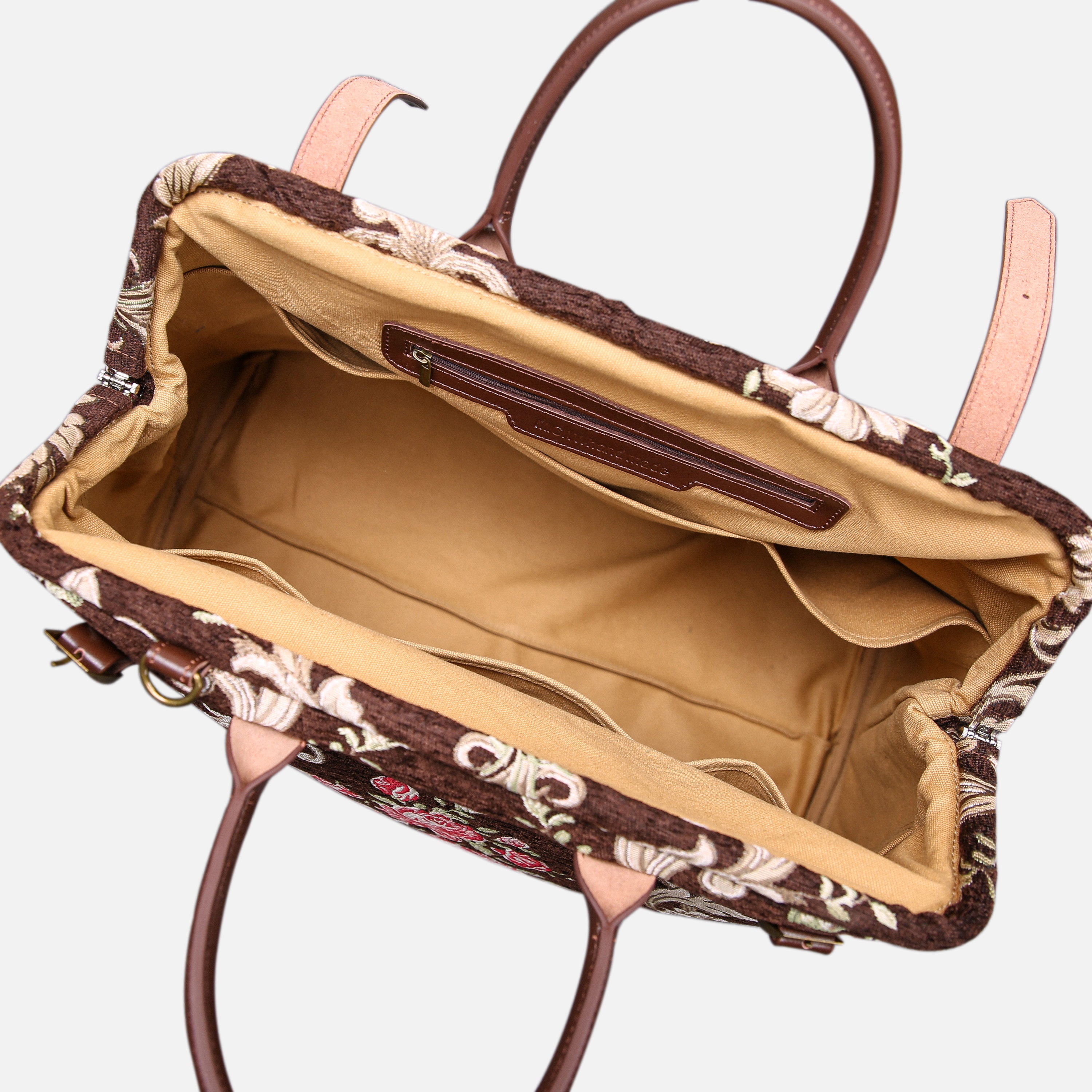 Baroque Garden Brown Large Carpetbag MCW Handmade-5