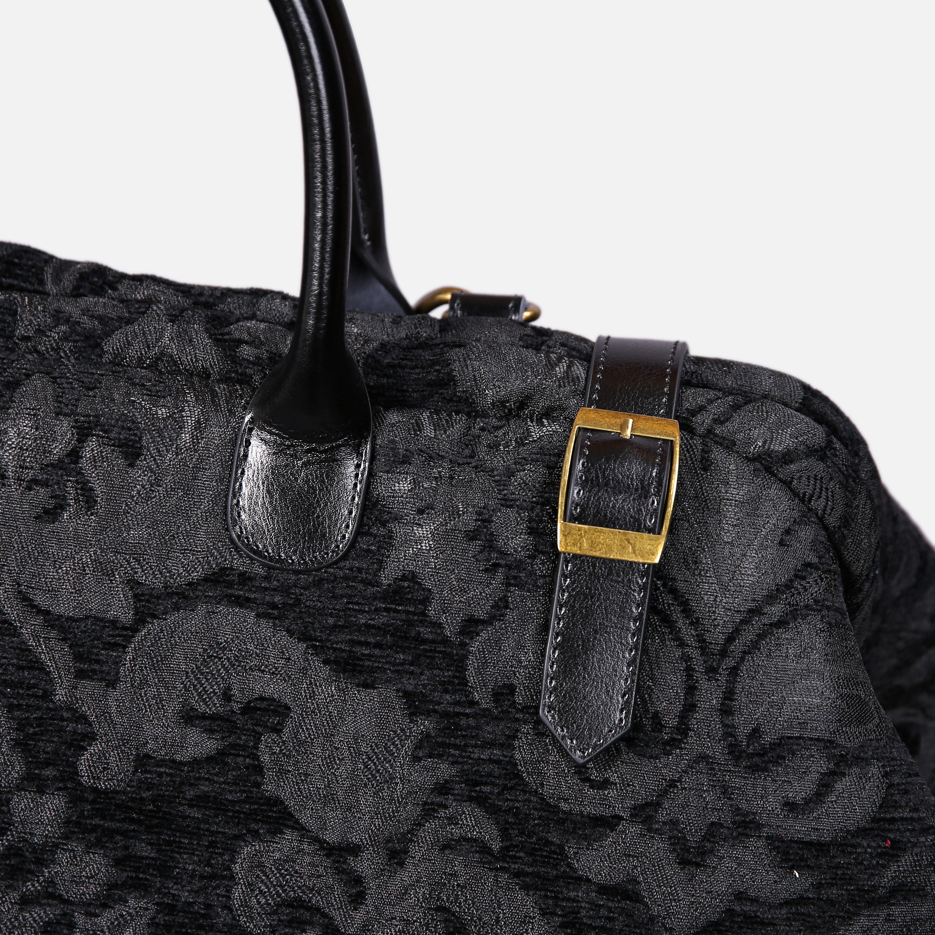 Victorian Blossom BLK/BLK Large Carpetbag MCW Handmade-3