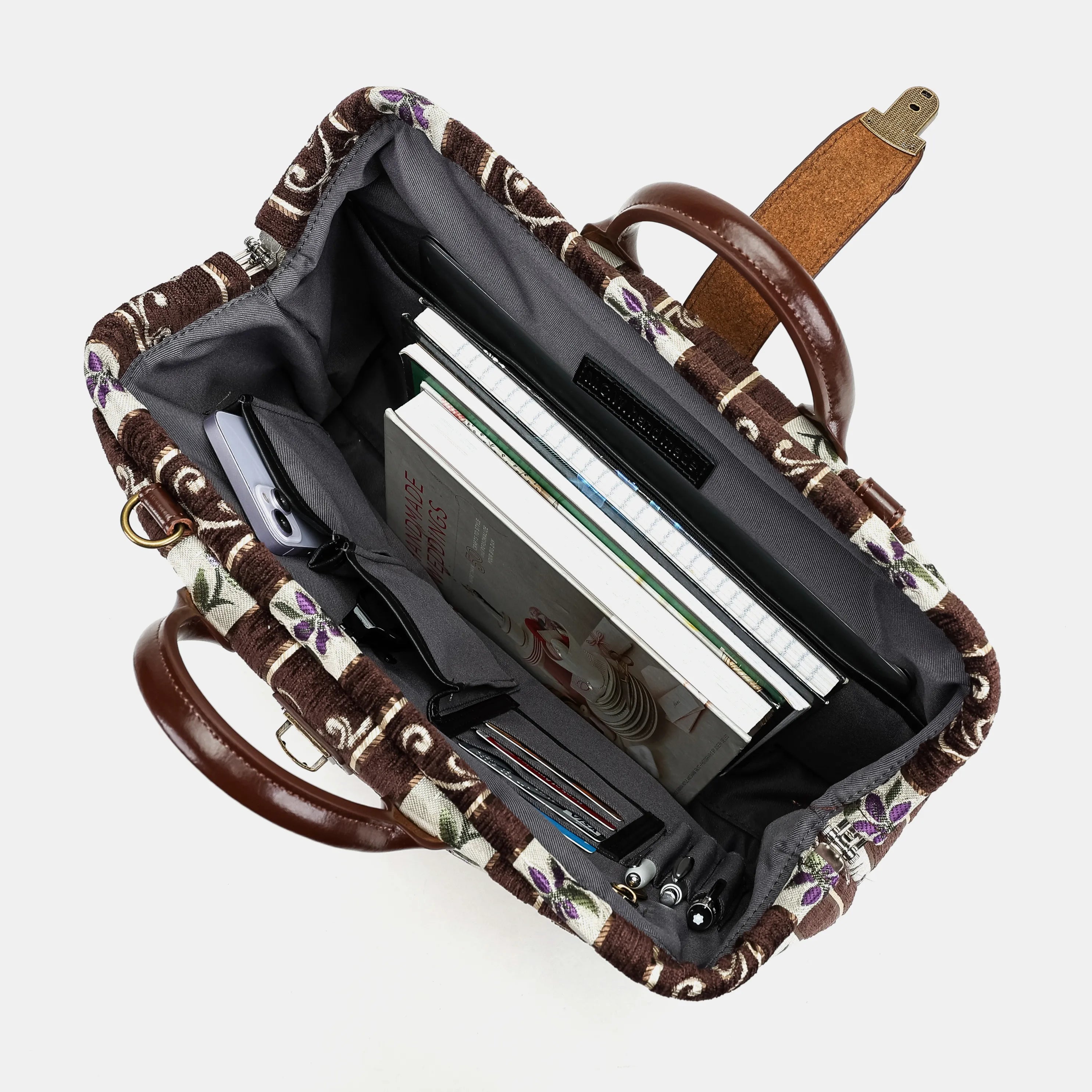 Victorian Stripes Brown Work Carpet Bag Oof America inside