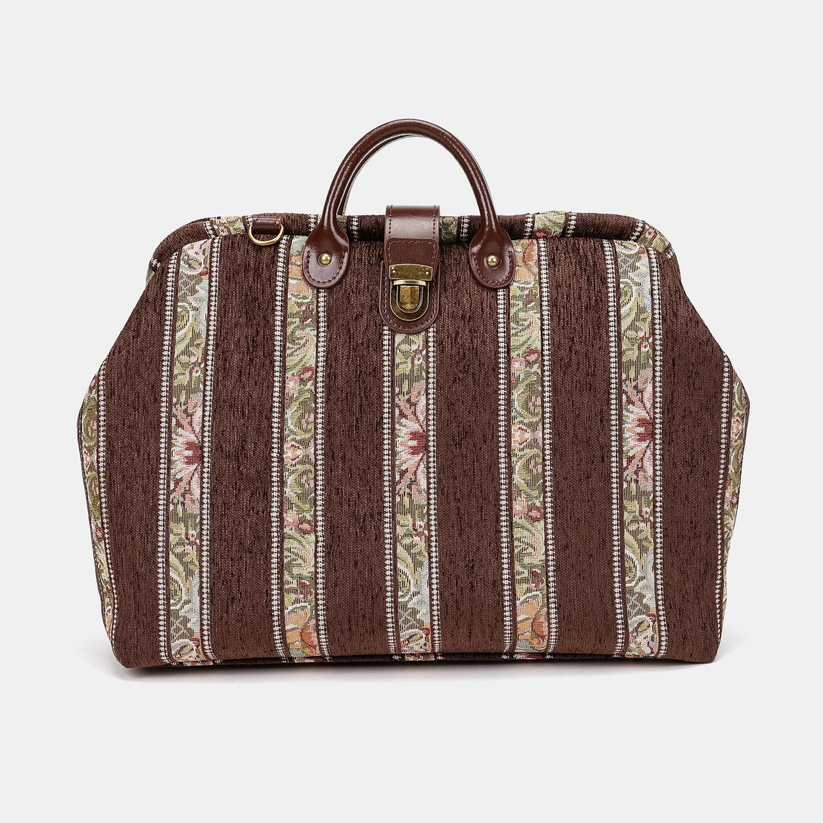 Floral Stripes Brown Laptop Work Bag Carpetbag of America main
